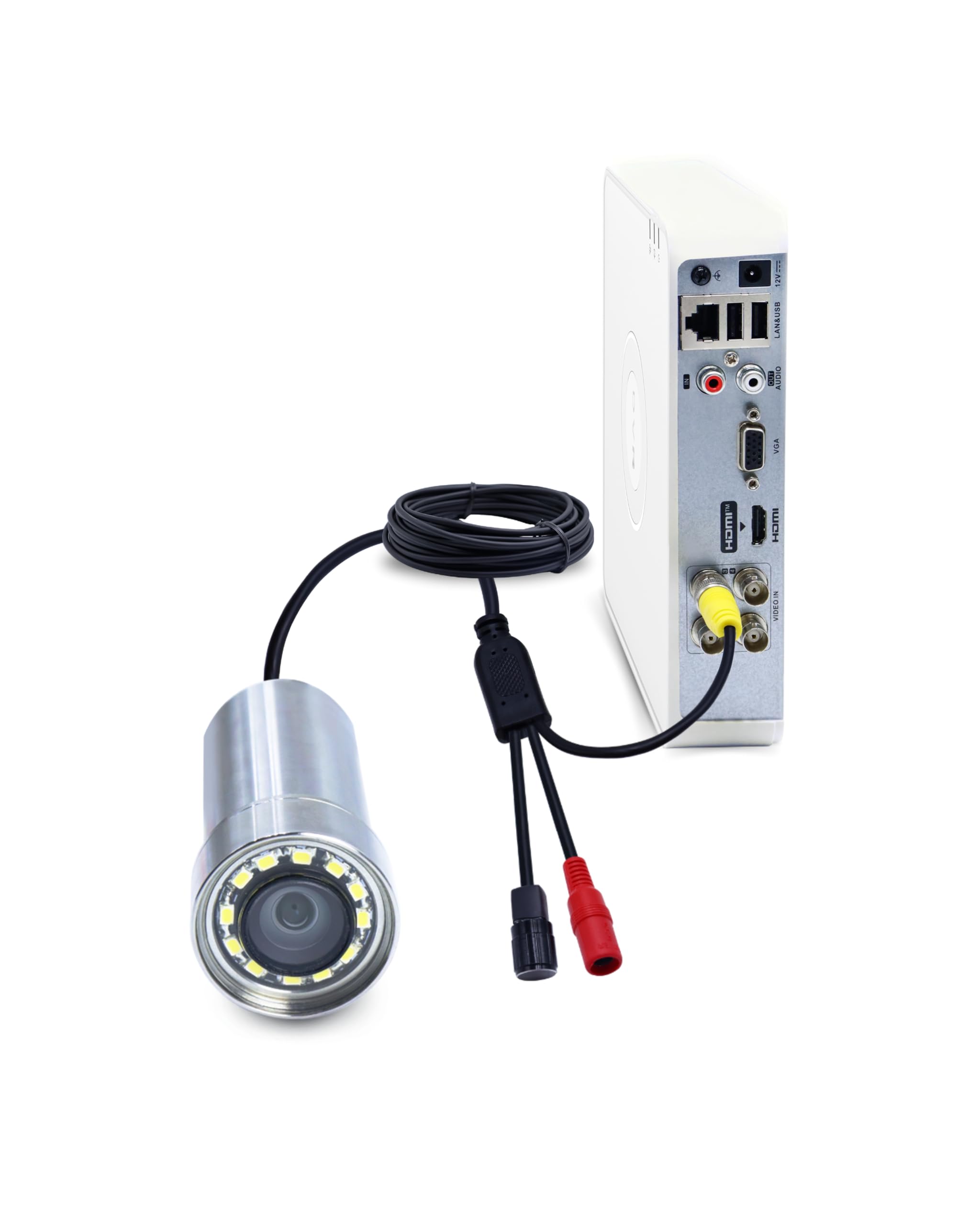 LINOVISION Underwater Camera Kit with HDMI, Wide Angle Lens, Adjustable LED Lights - Live TV Display & Remote Access - Compact for Koi Ponds, Aquariums, Swimming Pools & Marine Inspections
