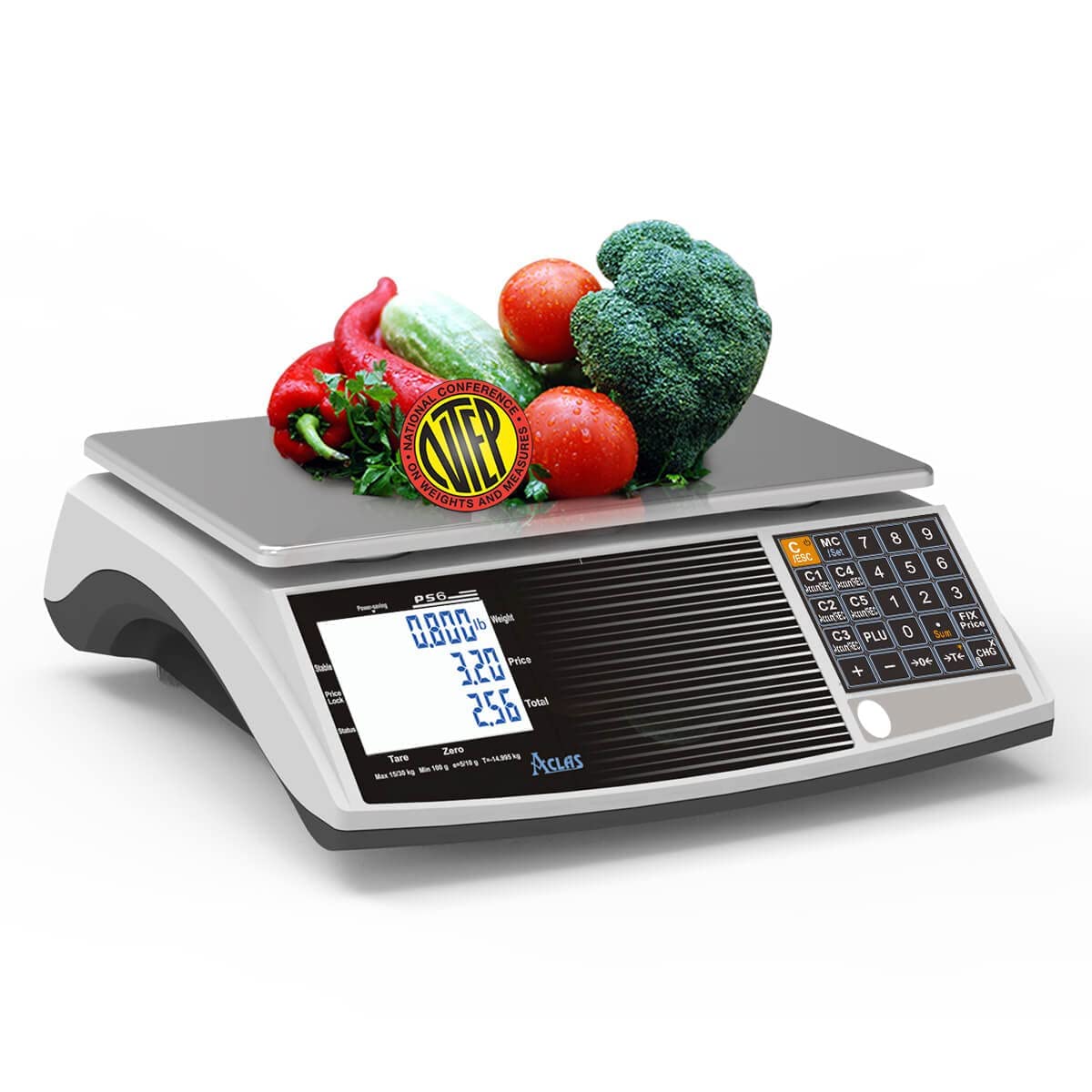 Digital Commercial Price Computing Scale PS6 - NTEP Certified Class III, 60lb Capacity for Food, Meat, Fruit (Battery Included) - Perfect for Grocery Stores, Butcher Shops & Farmers Markets