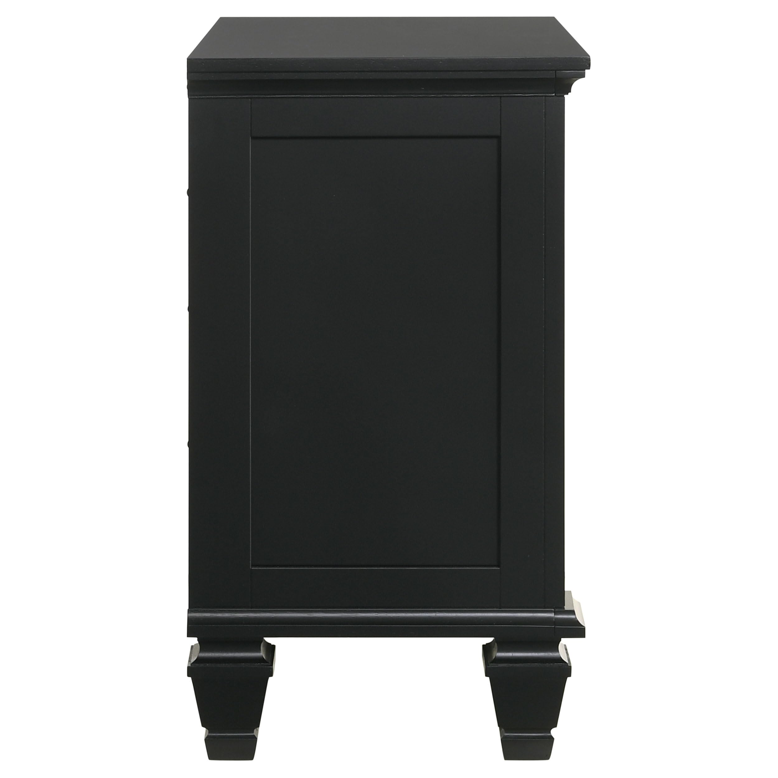 Coastal Wood 3-Drawer Nightstand - Sandy Beach Style Bedside Table with Storage Organizer for Bedroom - Black (201322) | Perfect for Beach House Decor & Guest Room Furniture