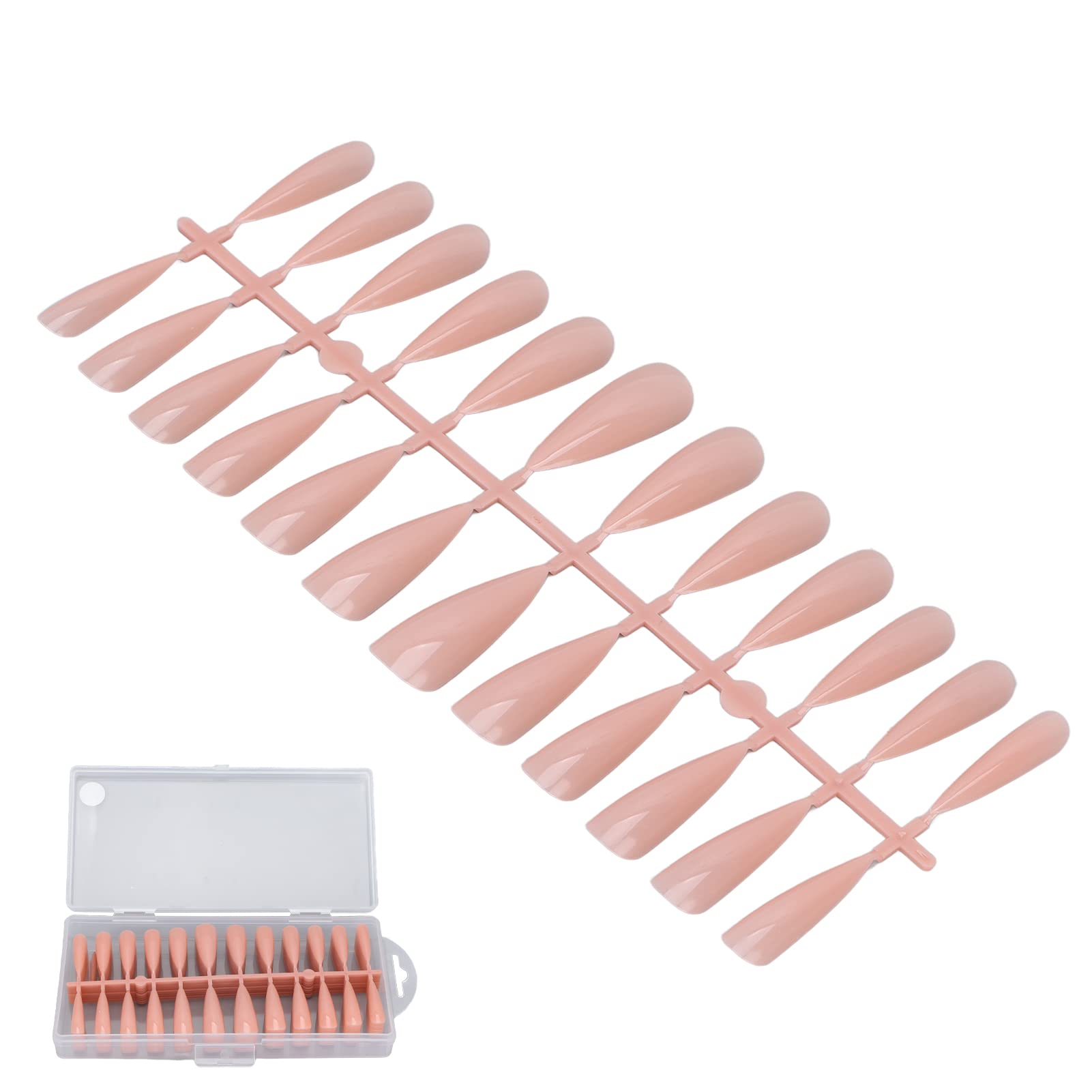 240pcs Press on Nails Kit - Long Acrylic False Nails Full Cover Tips, Translucent Fake Nails in Milk Coffee Color - Nail Art Supplies for Salon & DIY Manicure at Home