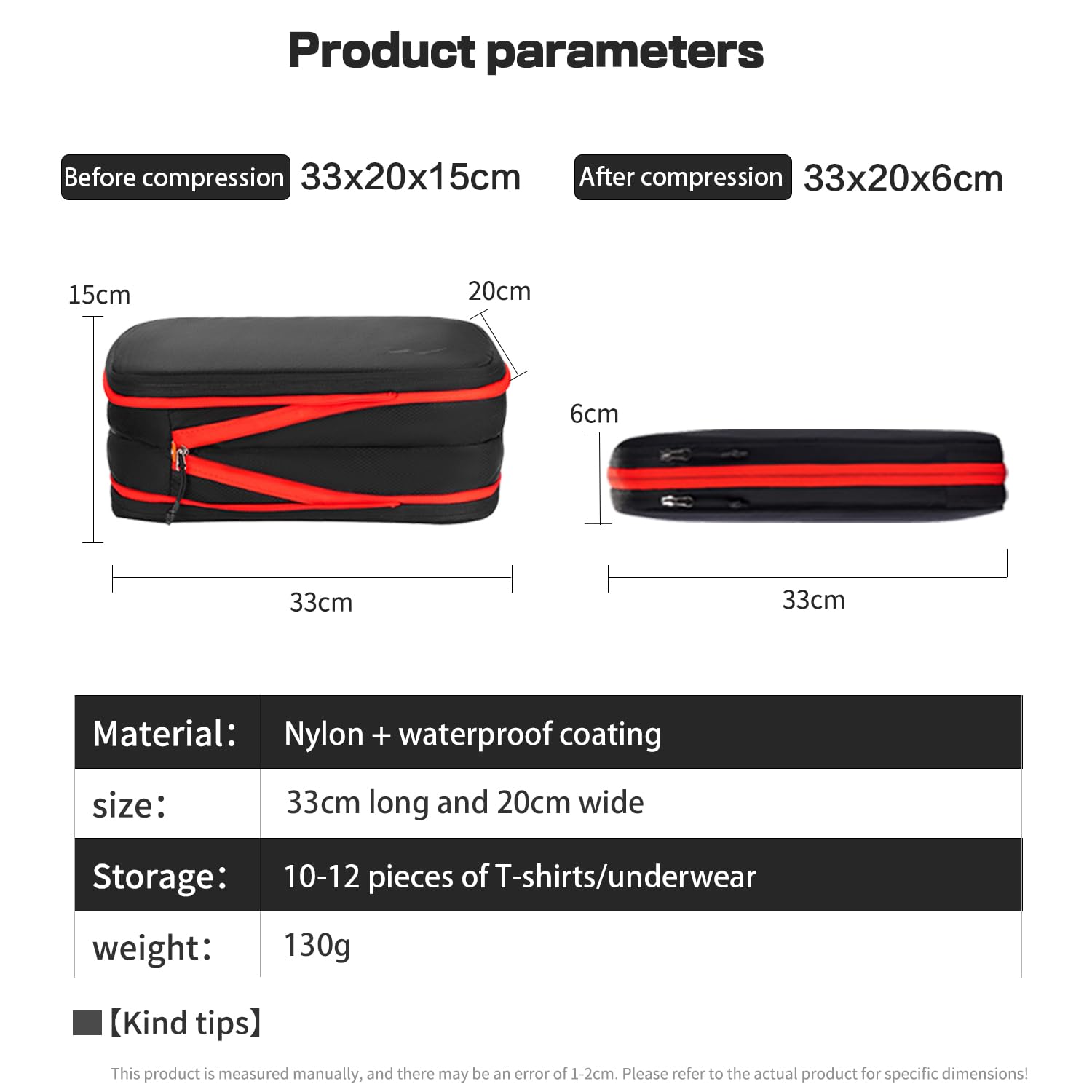 Waterproof Compression Packing Cubes for Travel - 9L Double-Sided Compressible Organizer Bags for Carry-On Suitcases (Black/Gray) | Perfect for Business Trips, Vacations & Weekend Getaways
