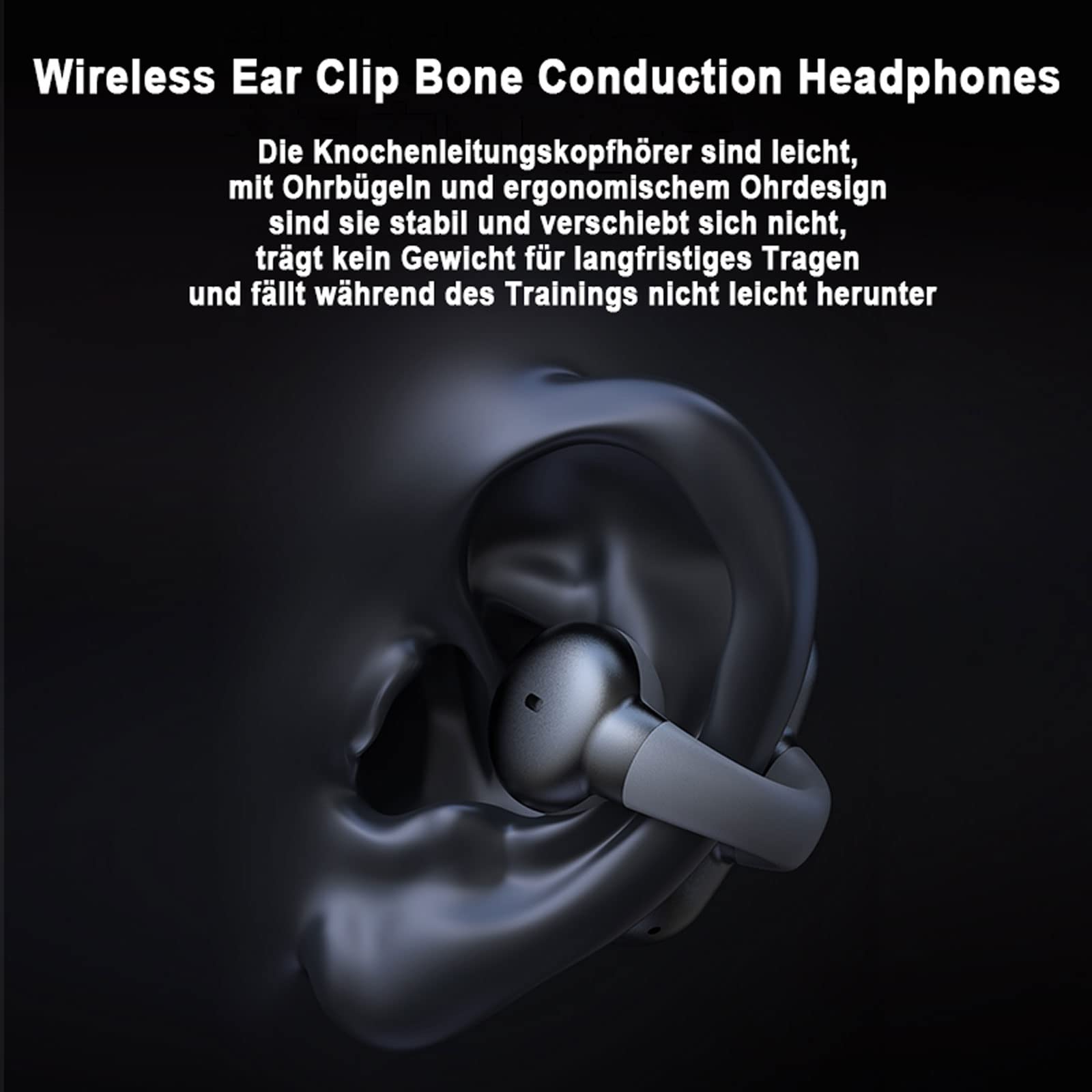 Open Ear Wireless Bluetooth Headphones - Clip-On Bone Conduction Sport Headphones for Running, Cycling & Workouts