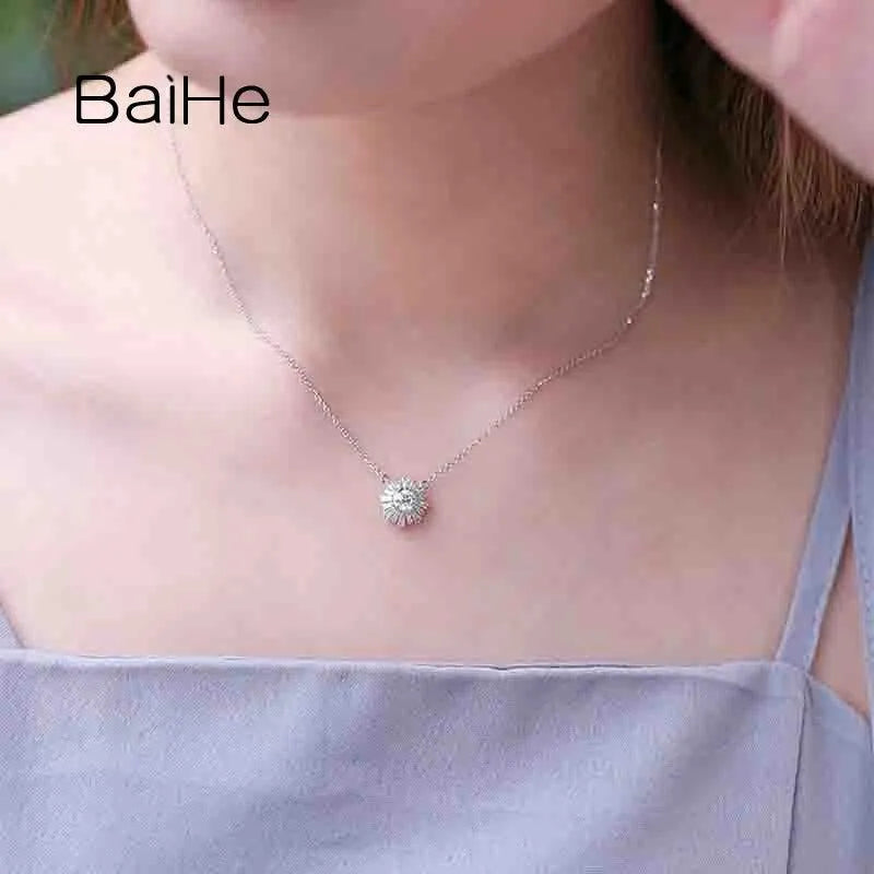 18K Solid Gold Diamond/Emerald/Sapphire/Ruby Pendant Necklace for Women - Elegant Clavicle Chain in White/Yellow/Rose Gold - Perfect for Weddings, Anniversaries & Special Occasions