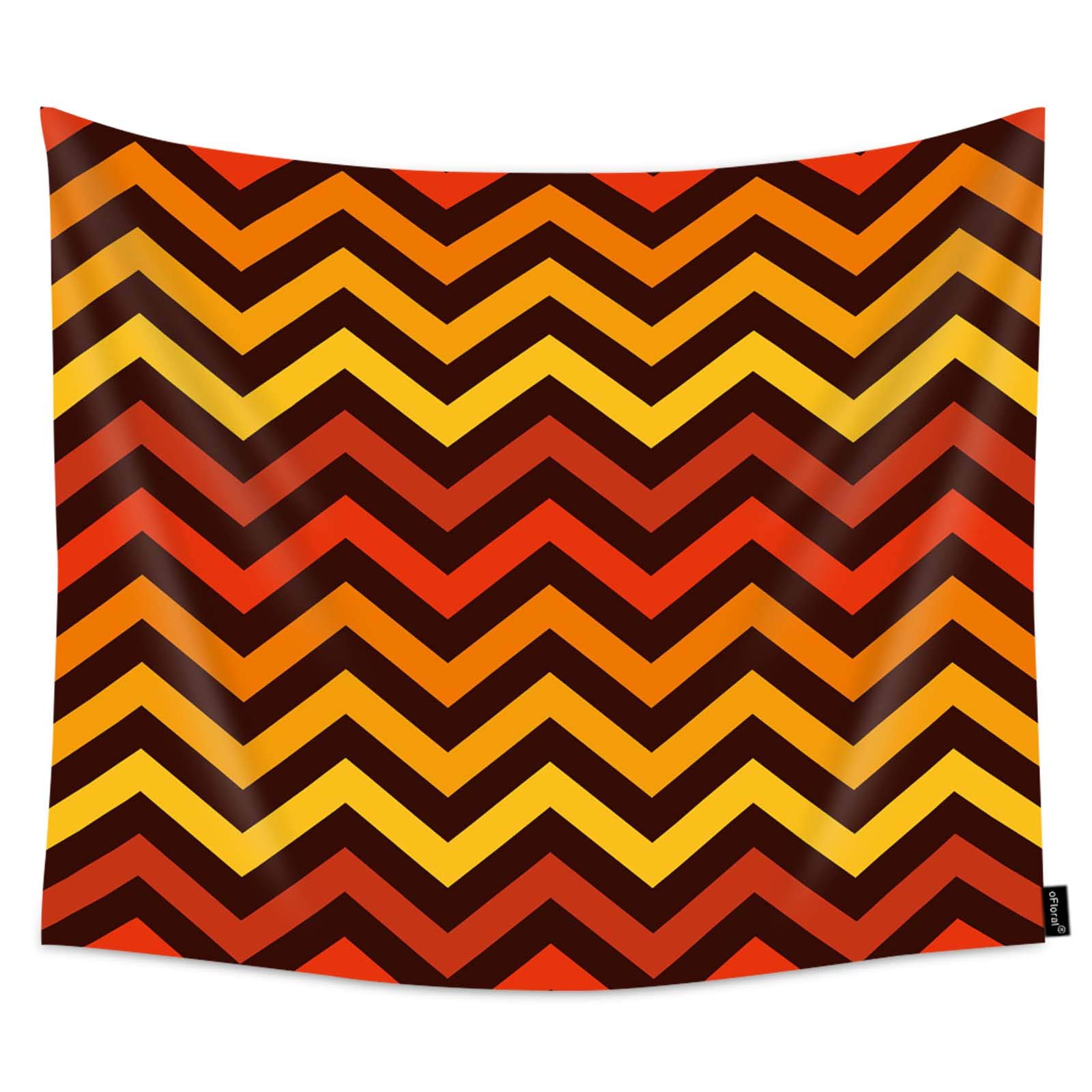 Floral Halloween Chevron Wave Tapestry - 60x51 Inch Bohemian Wall Hanging Decor for Bedroom, Living Room, Dorm | Gothic Home Decor, Party Backdrop, Photo Shoot Background