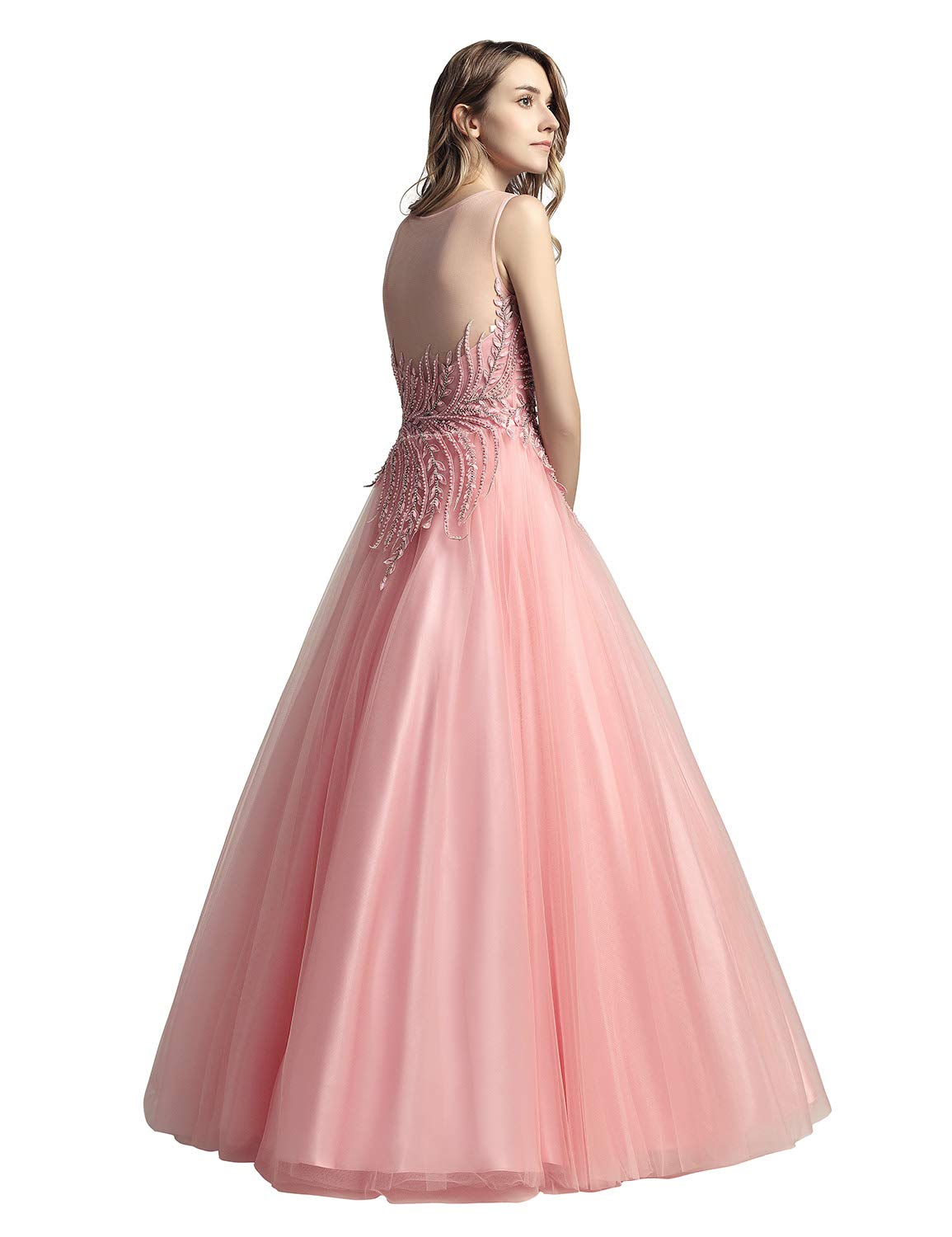Sarahbridal Women's Elegant Beaded Long Prom Evening Dresses 2022 - Pearl Embellished Wedding Party Ball Gowns for Homecoming, Quinceañera & Formal Events