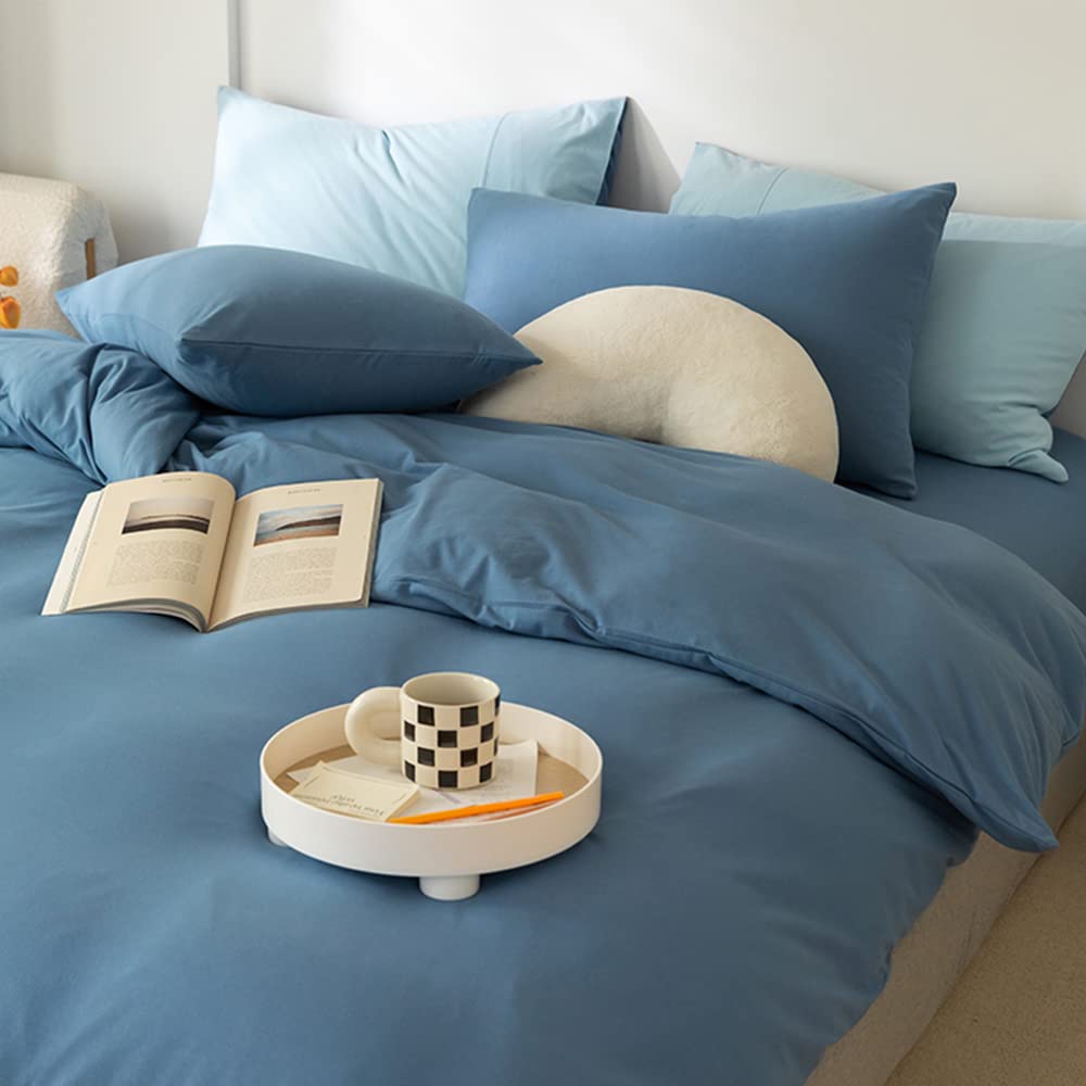 CLOTHKNOW Lake Blue Queen Comforter Set - 3 Piece Dusty Blue Bedding Set with 2 Pillowcases | Soft & Cozy Comforter for Girls & Women | Perfect for Master Bedroom, Guest Room & Dorm Decor