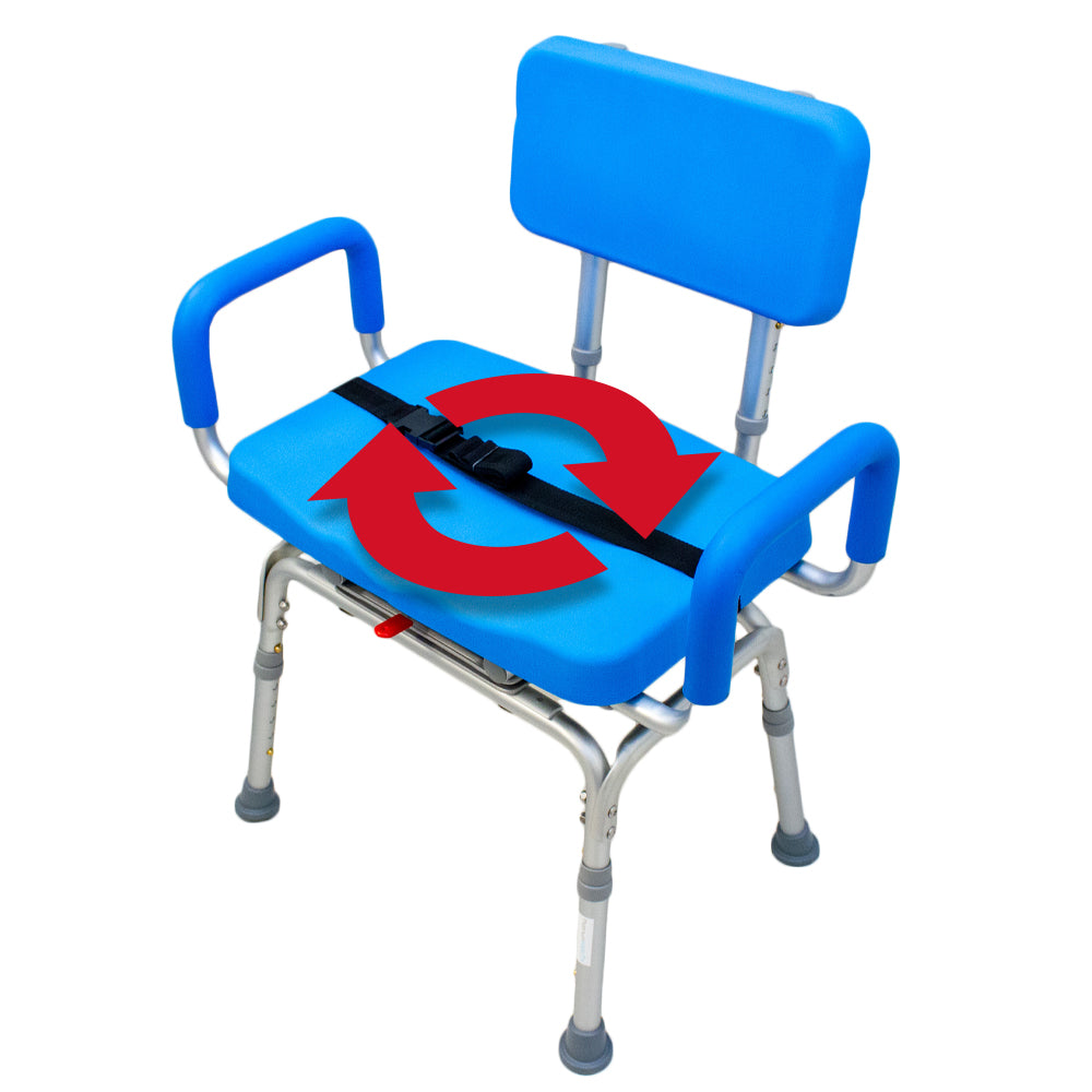 Bariatric Revolution Pivoting Swivel Shower Chair - 600lb Weight Capacity for Disabled & Elderly - Heavy Duty Bath Seat for Safe Showering & Mobility Assistance