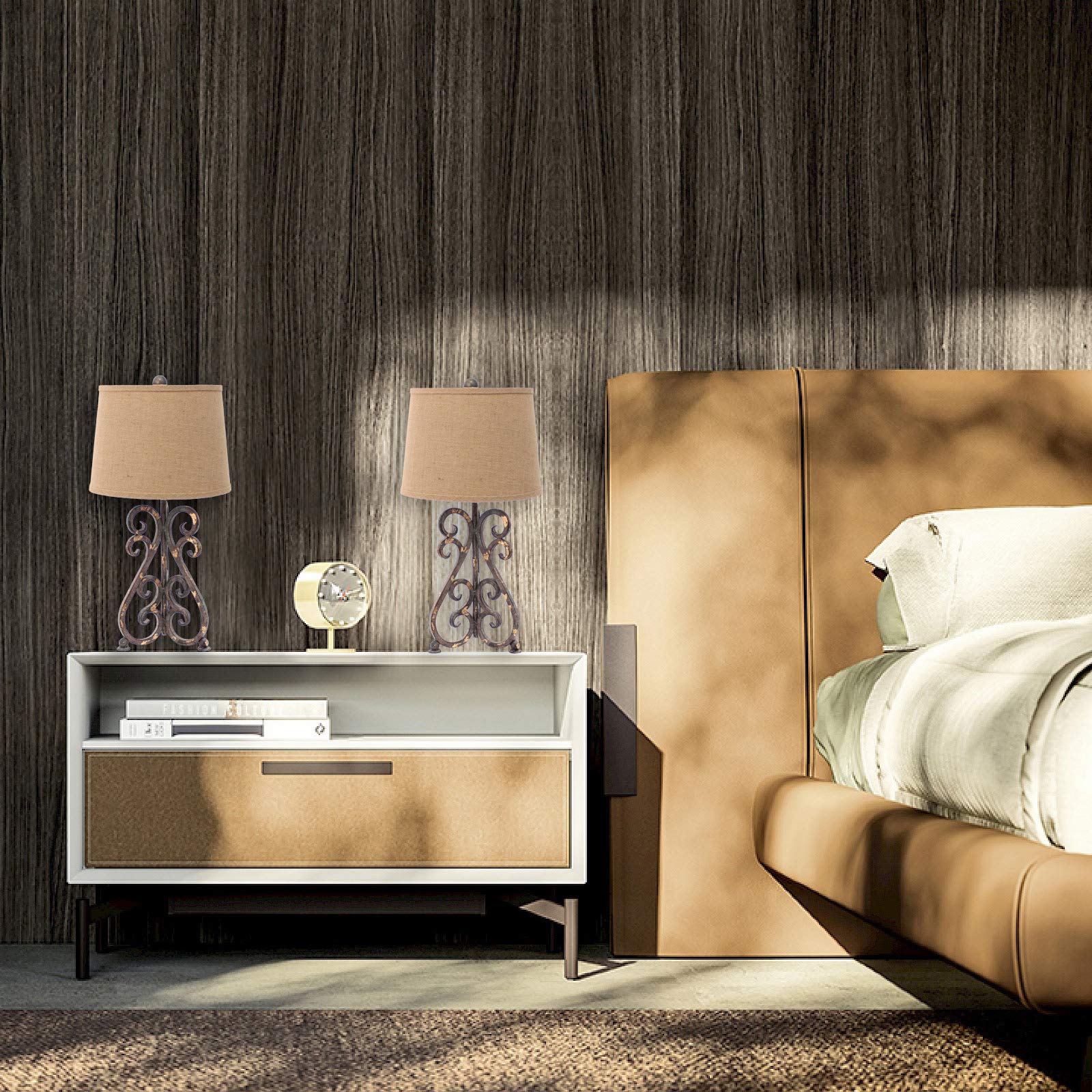 Teton Home TL-035 Bronze Table Lamp - Modern Desk Lamp for Bedroom, Living Room & Office Decor