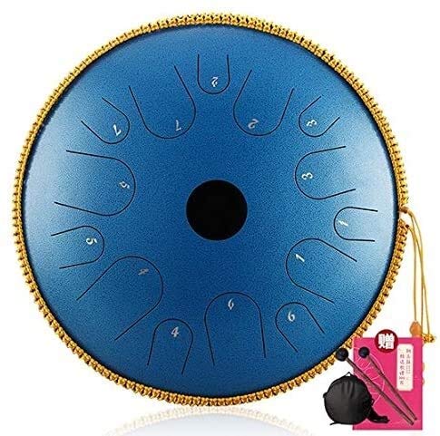 14 Inch Steel Tongue Drum with Travel Bag & Mallets - 14 Note Percussion Instrument for Meditation, Yoga, Zen - Handpan Tank Drum for Music Therapy, Sound Healing, Relaxation & Stress Relief (Black)