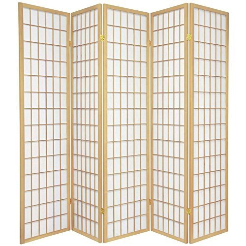 5 Panel Room Divider Screen - Natural Wood Folding Partition for Home, Office & Events - Privacy Screen, Room Separator & Decorative Accent