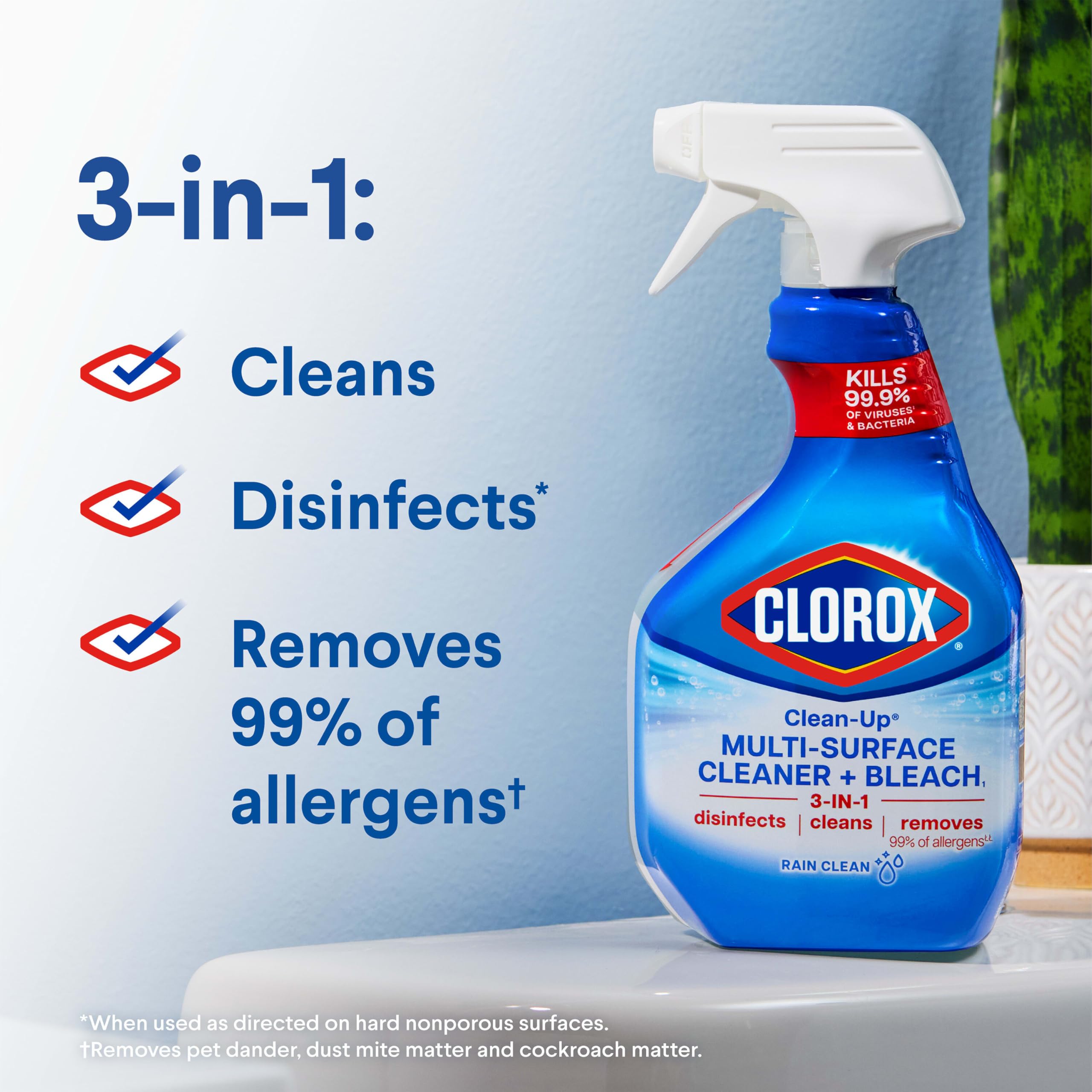 Clorox Fresh Scent Multi-Surface Cleaner Spray - Eliminates Odors & Disinfects for Kitchens, Bathrooms & More | Perfect for Home & Office Cleaning