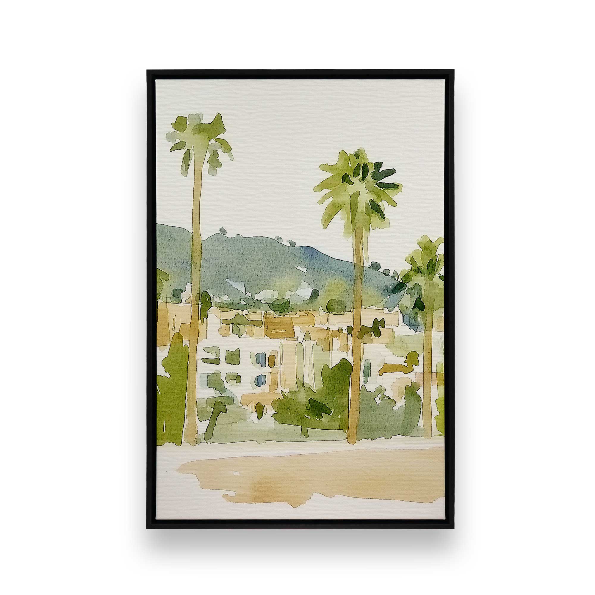 Desert Palms and Villas III Canvas Wall Art Print - Tropical Landscape Painting for Living Room, Bedroom & Office Decor