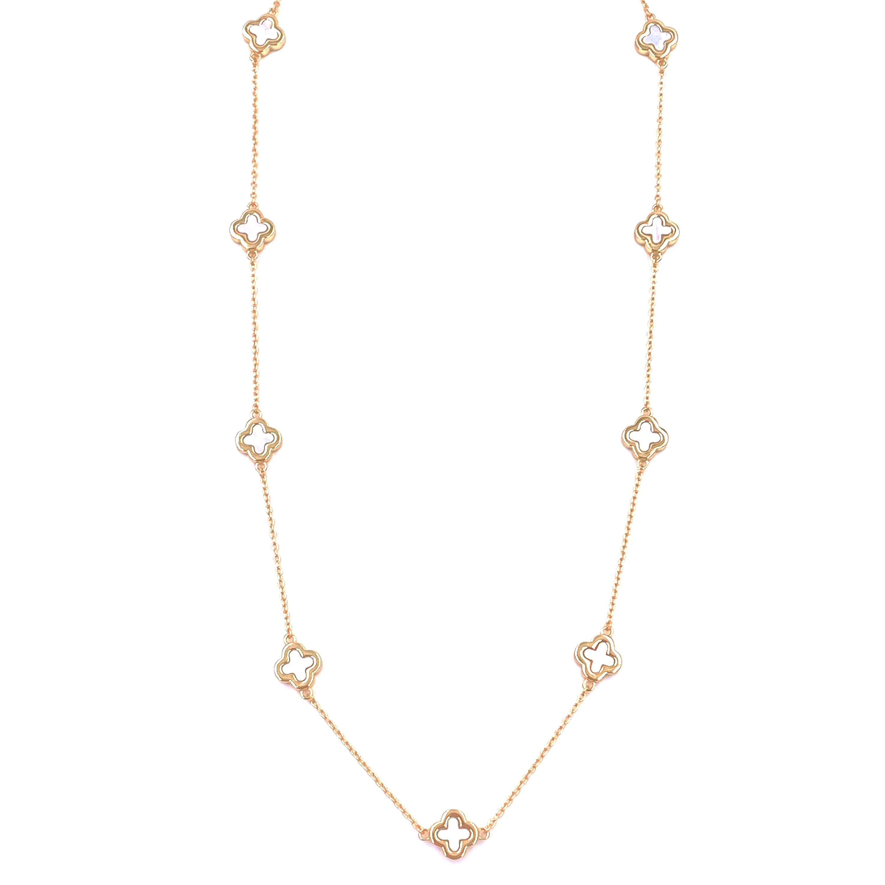 Ashley Gold Sterling Silver Gold Plated 9 Enamel Clover Necklace - Elegant Irish Jewelry for Women, Perfect for St. Patrick's Day Gifts & Everyday Wear