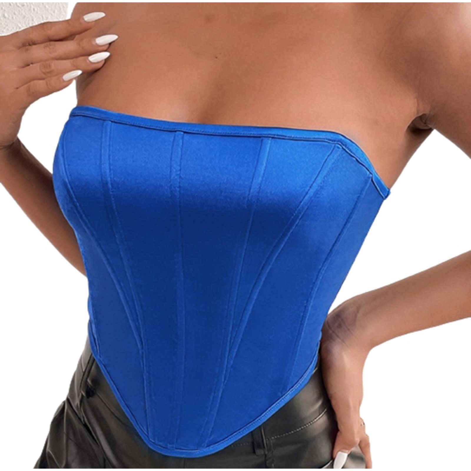 Vintage Women's Corset Bustier - Strapless Open Back Boned Mesh Tube Top with Zip Back for Shapewear & Lingerie | Perfect for Burlesque, Cosplay, and Evening Wear