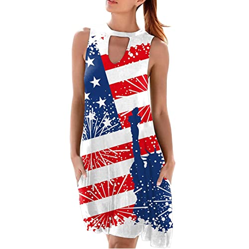 Stylish Women's Summer Beach Dress - Sleeveless Mini Dress with Trendy Neckline & Pockets | Perfect for Vacations, Pool Parties & Casual Outings