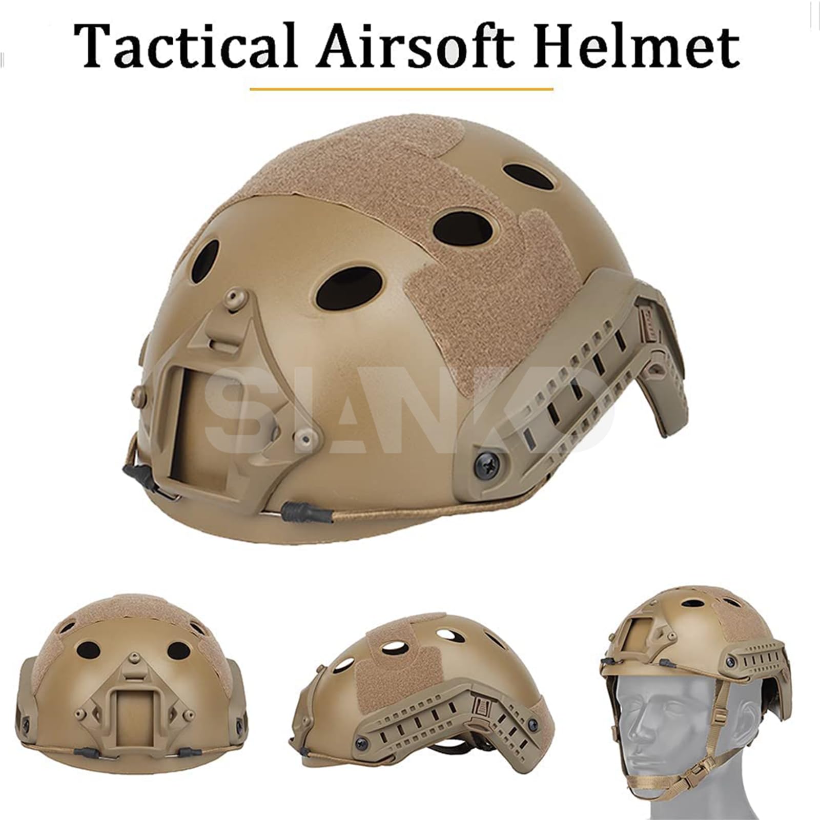 Tactical Paintball Airsoft Helmet Set with Headset, Helmet Cover, Dummy Flashbang & LED Light - Perfect for Hunting, CQB, CS & Military Simulation Games