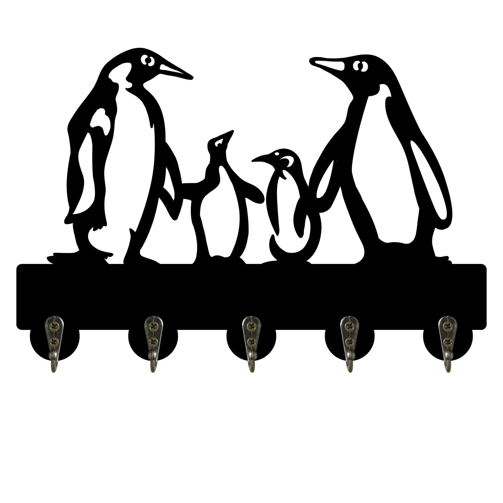 **KingLive Penguin Wall Key Holder - Handmade Wooden Key Rack & Coat Hanger for Home, Family Theme Wall Hooks - Perfect for Entryway, Bedroom, and Bathroom Organization**