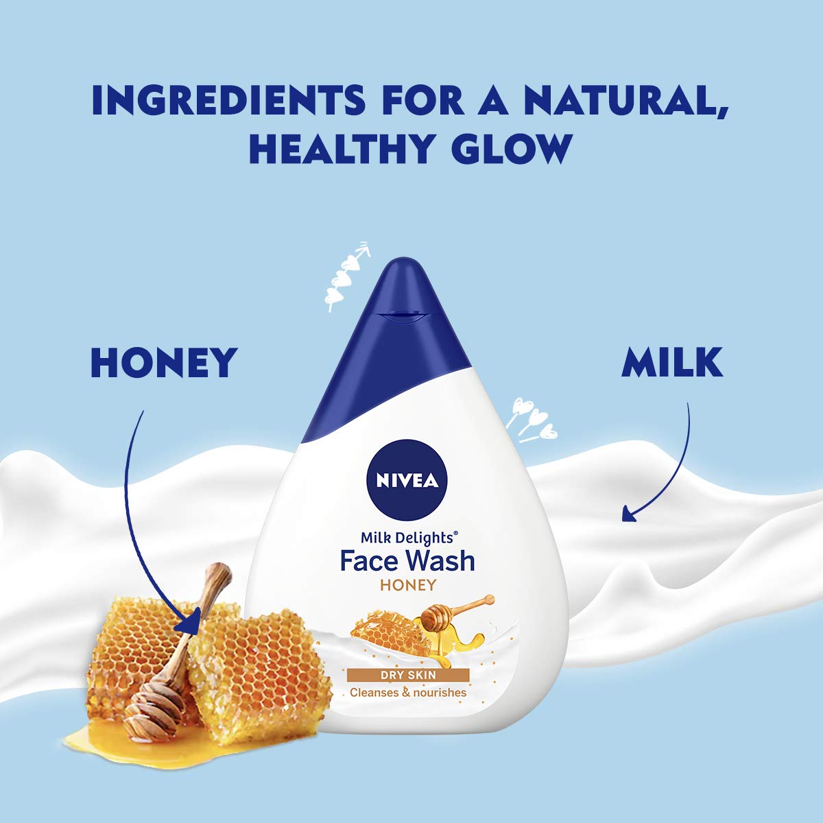 Nivea Milk Delights Moisturizing Honey Face Wash for Dry Skin - 100ml & Crème Care Body Wash for Women - 250ml | Gentle Cleansing & Hydrating Skincare Routine for Daily Use
