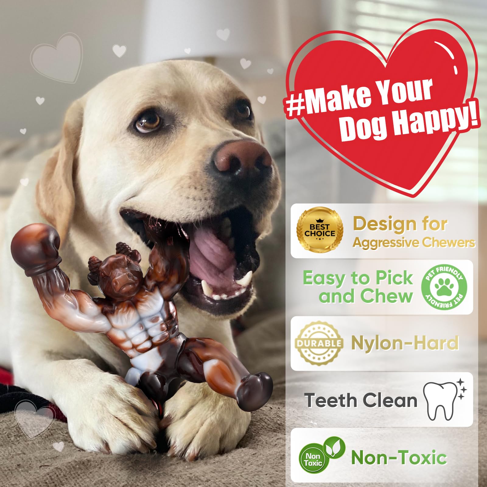 Zinbo Indestructible Dog Chew Toys for Aggressive Chewers - Durable Nylon Bone Toy with Real Bacon Flavor for Medium/Large Breed Dogs (Large Size, Beef Flavor) - Perfect for Training, Teething Relief & Playtime
