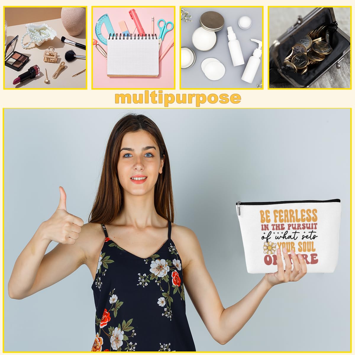 Self Love Motivational Makeup Bag - Inspirational Gifts for Women, Best Friend, Coworker, BFF, Daughter (Mother's Day, Birthday Gifts) - Positive Affirmation Cosmetic Pouch for Daily Encouragement - Perfect for Travel, Gym & Work Essentials