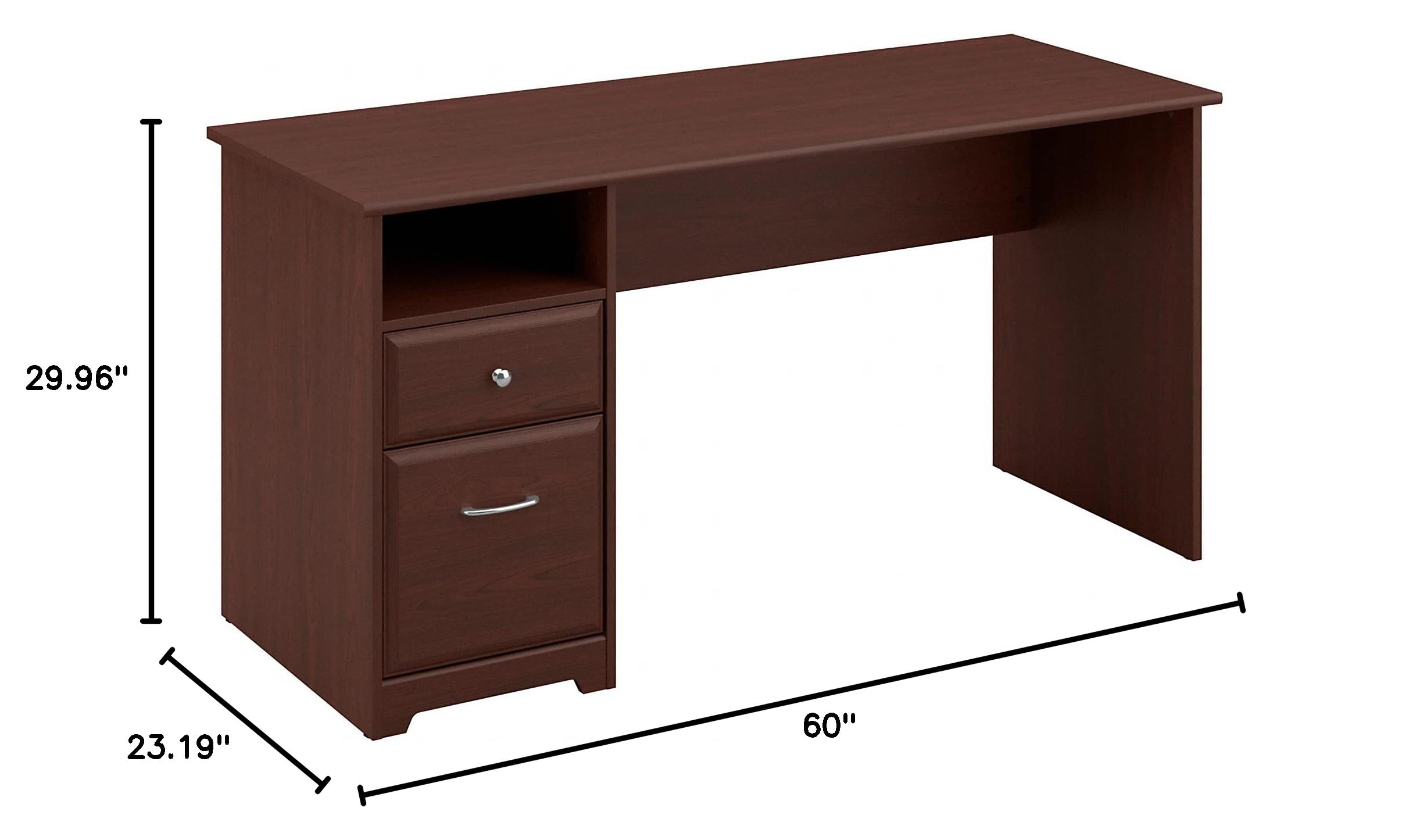 Bush Furniture Cabot 60W Computer Desk with Drawers in Harvest Cherry - Home Office Desk for Work, Study & Gaming - Spacious Writing Table with Storage for Small Spaces