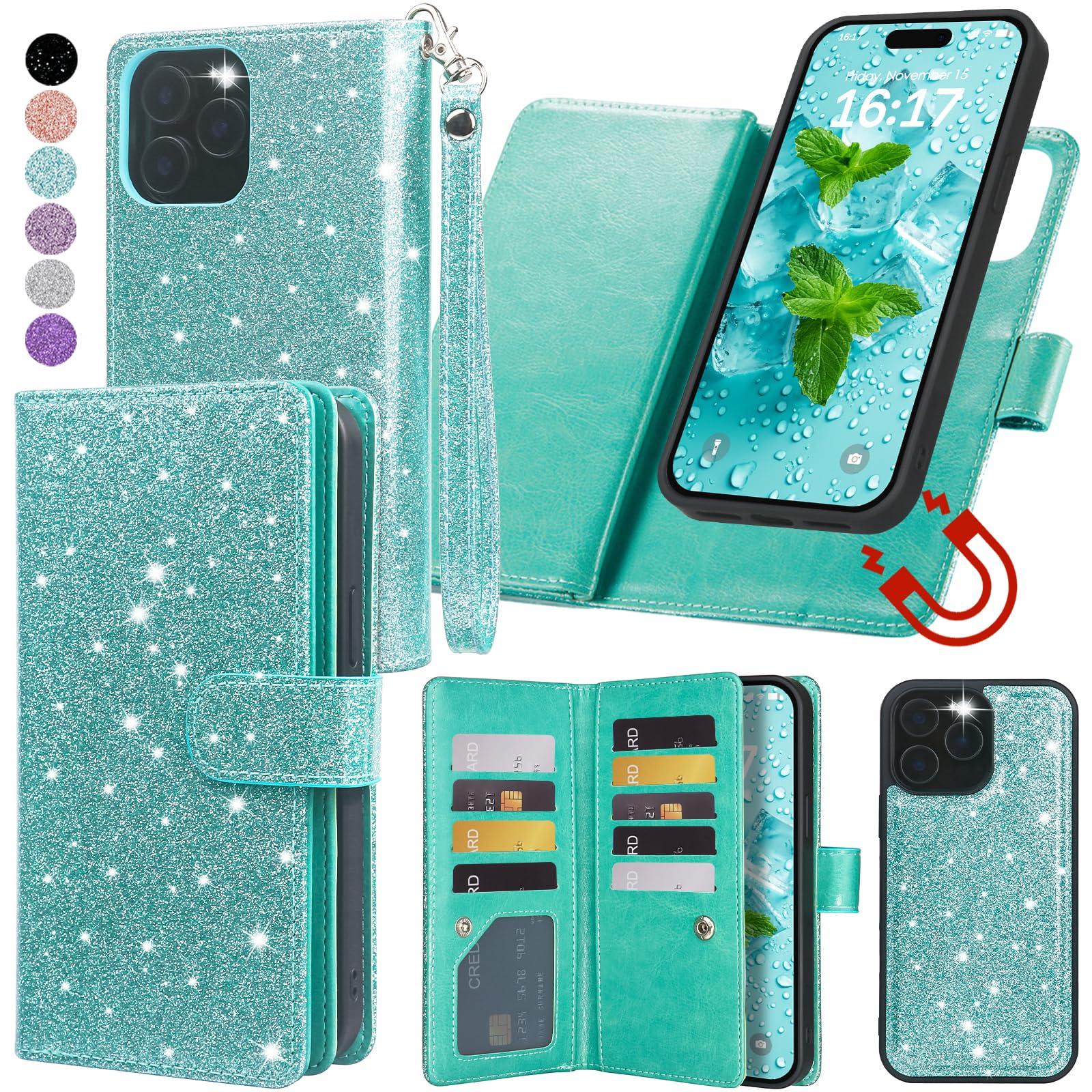 Premium Magnetic Detachable Wallet Case for iPhone 13 Pro Max (6.7