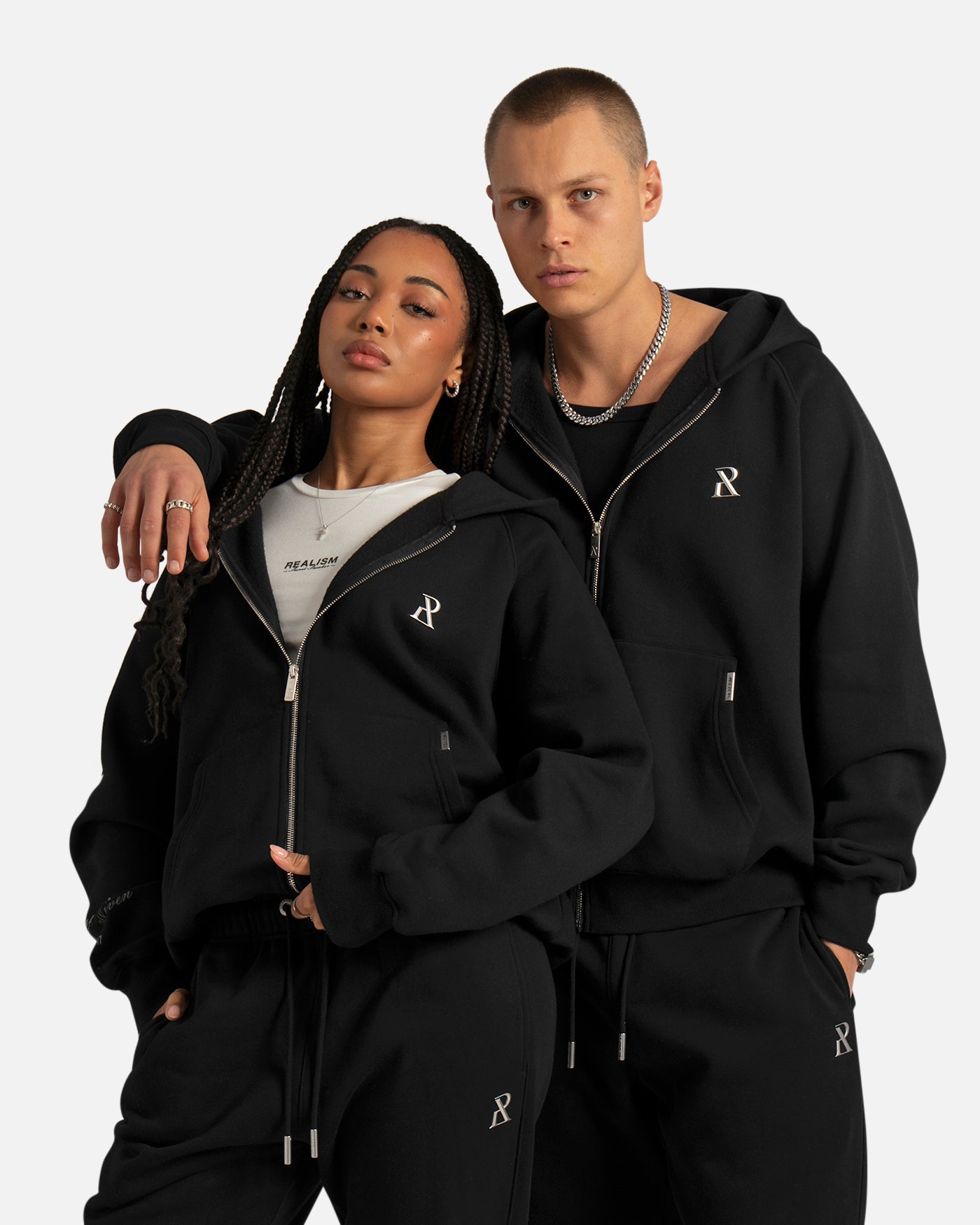 SSS Realism Radiant Zip Hoodie for Men & Women - Black Pullover Jacket for Casual Wear, Gym & Outdoor Activities