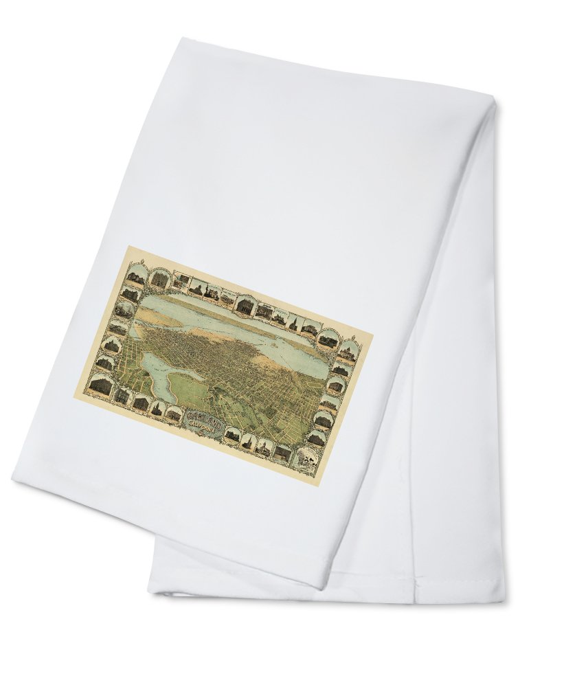 Oakland California Panoramic Map Tea Towel - 100% Cotton Decorative Hand Towel for Kitchen & Home Decor - Perfect for Gifts, Dish Drying, and Wall Art Display