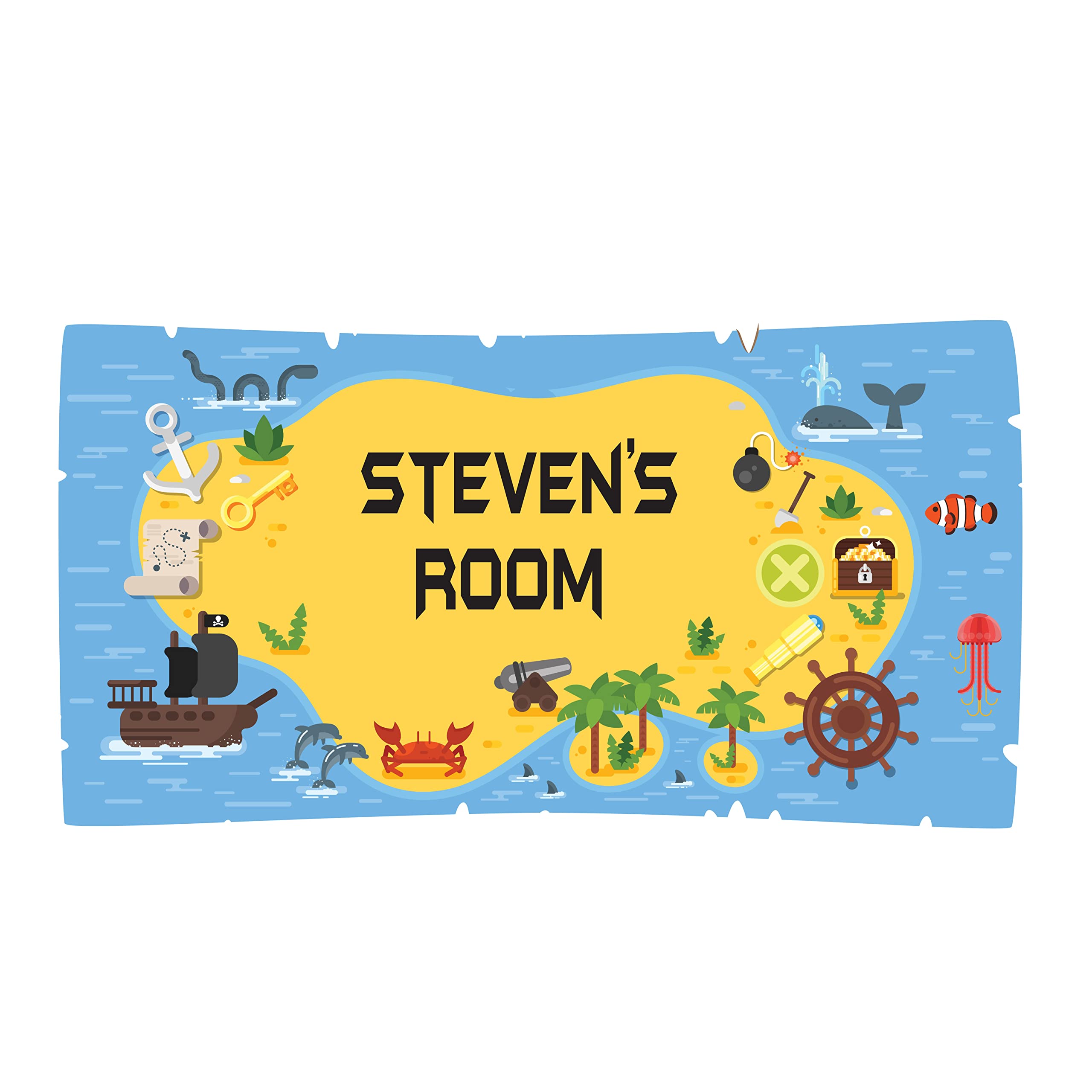 Custom Pirate Name Wall Decal for Kids Room Decor - 30