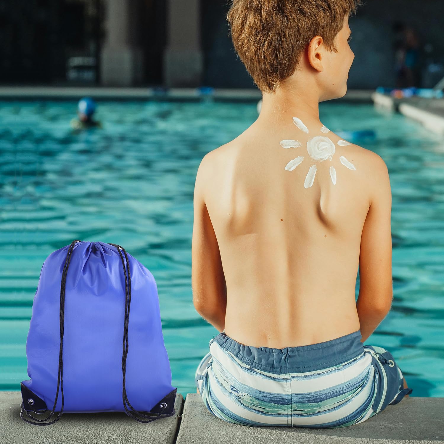 10 Pack Blue Drawstring Backpacks - Bulk Cinch Bags for Gym, Travel & Sports | Lightweight Unisex String Bags for School, Beach & Outdoor Activities