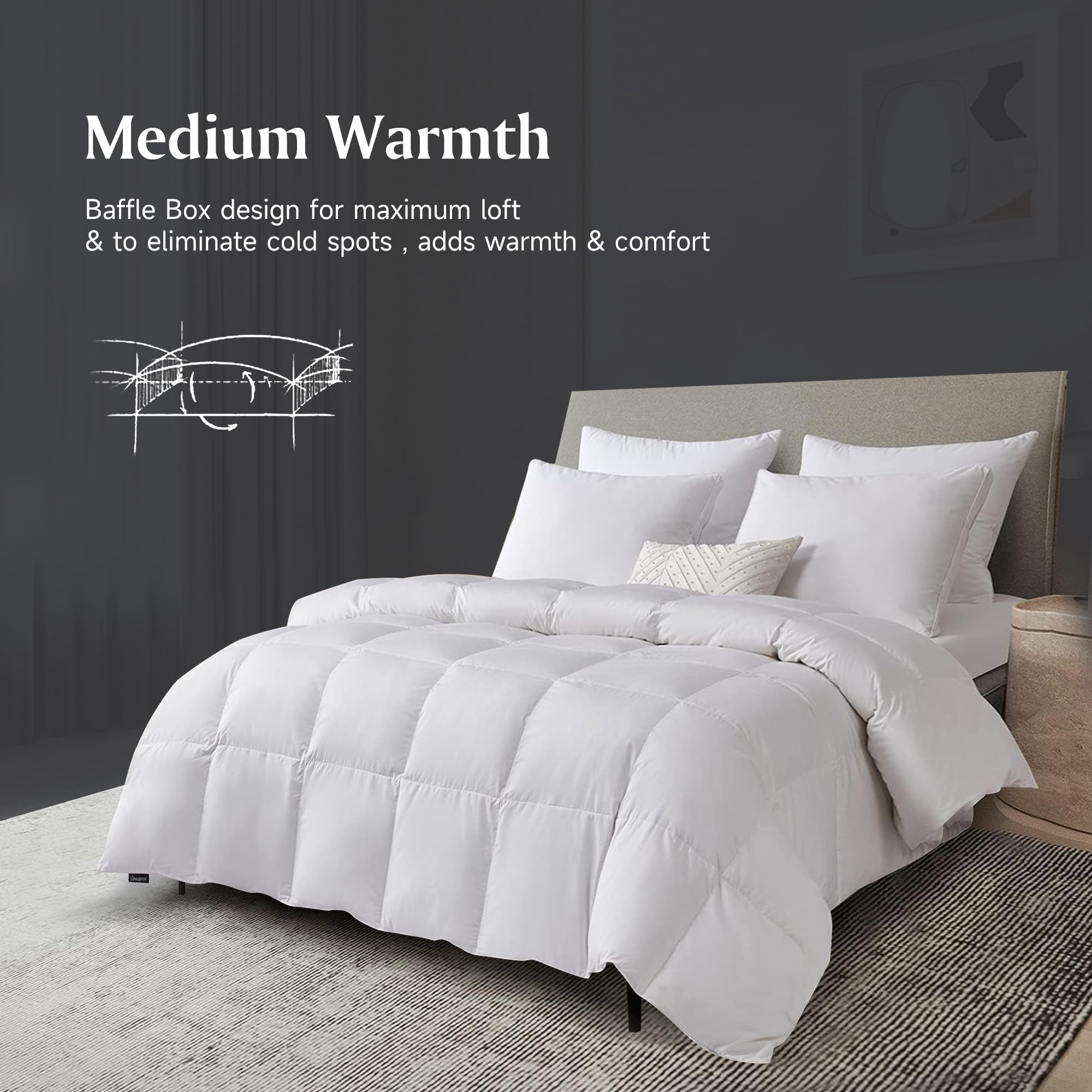 Beautyrest Tencel Cotton Blend White Down Alternative Comforter - All Seasons Medium Weight King Size Bedding - Perfect for Master Bedroom, Guest Room & Cozy Home Decor