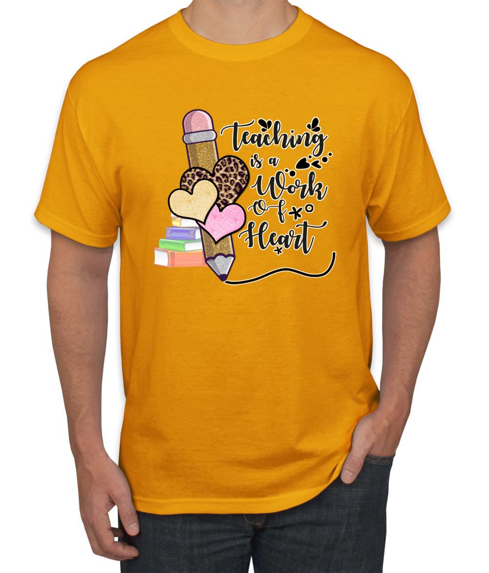 Wild Bobby Teaching is a Work of Heart Pop Culture Graphic T-Shirt for Men - Funny Teacher Apparel & Casual Wear for School, Work & Everyday Outfits