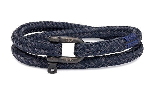 PIG & HEN Salty Steve Rope Bracelet for Men - Navy/Slate Gray Black Waterproof Adjustable Nautical Rope Bracelet - Perfect for Beach, Boating & Outdoor Adventures