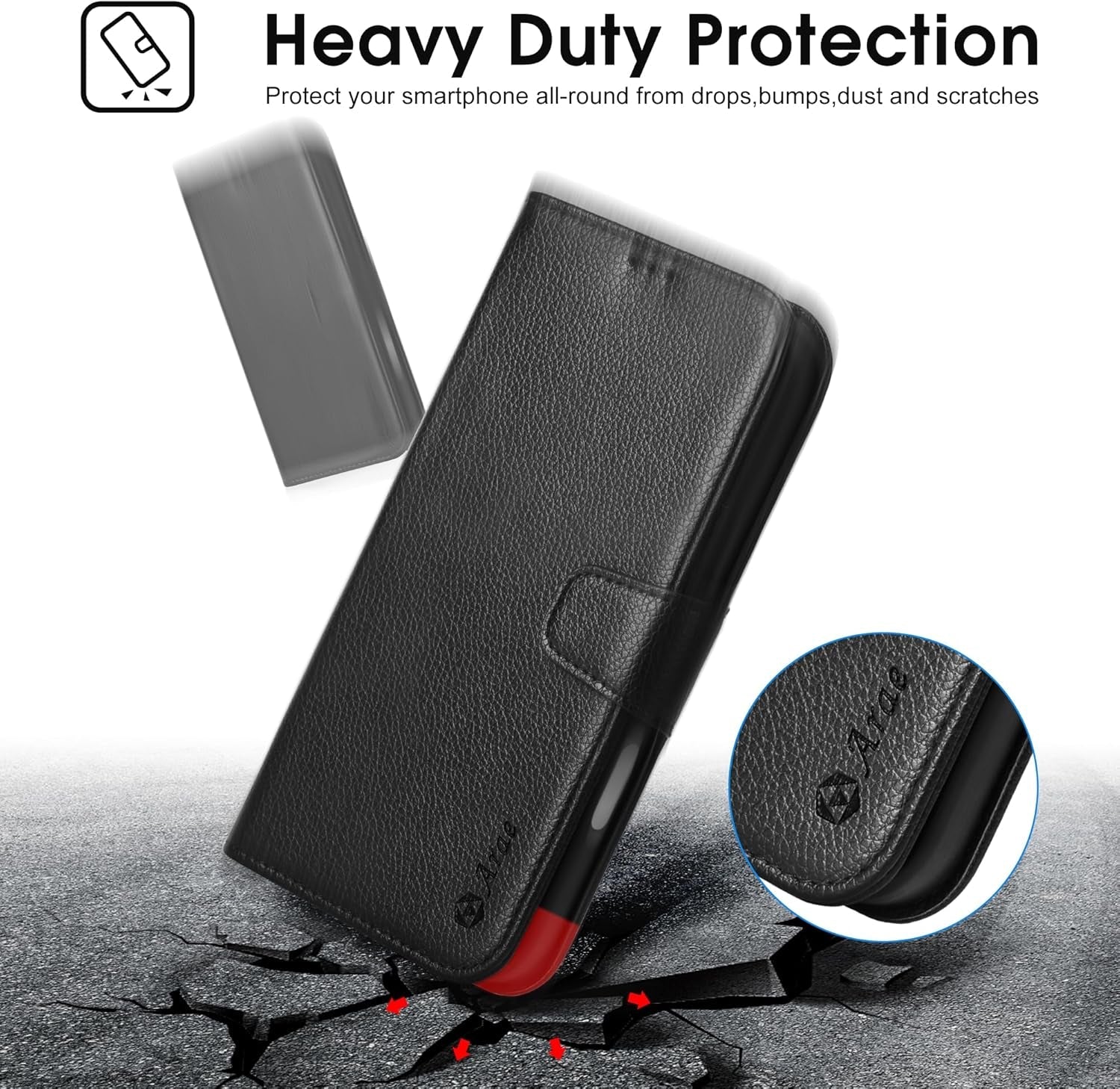 iPhone 16 Pro Wallet Case with RFID Protection - Slim Leather Phone Cover with Wrist Strap & 3 Card Slots | Perfect for Travel, Shopping & Everyday Use