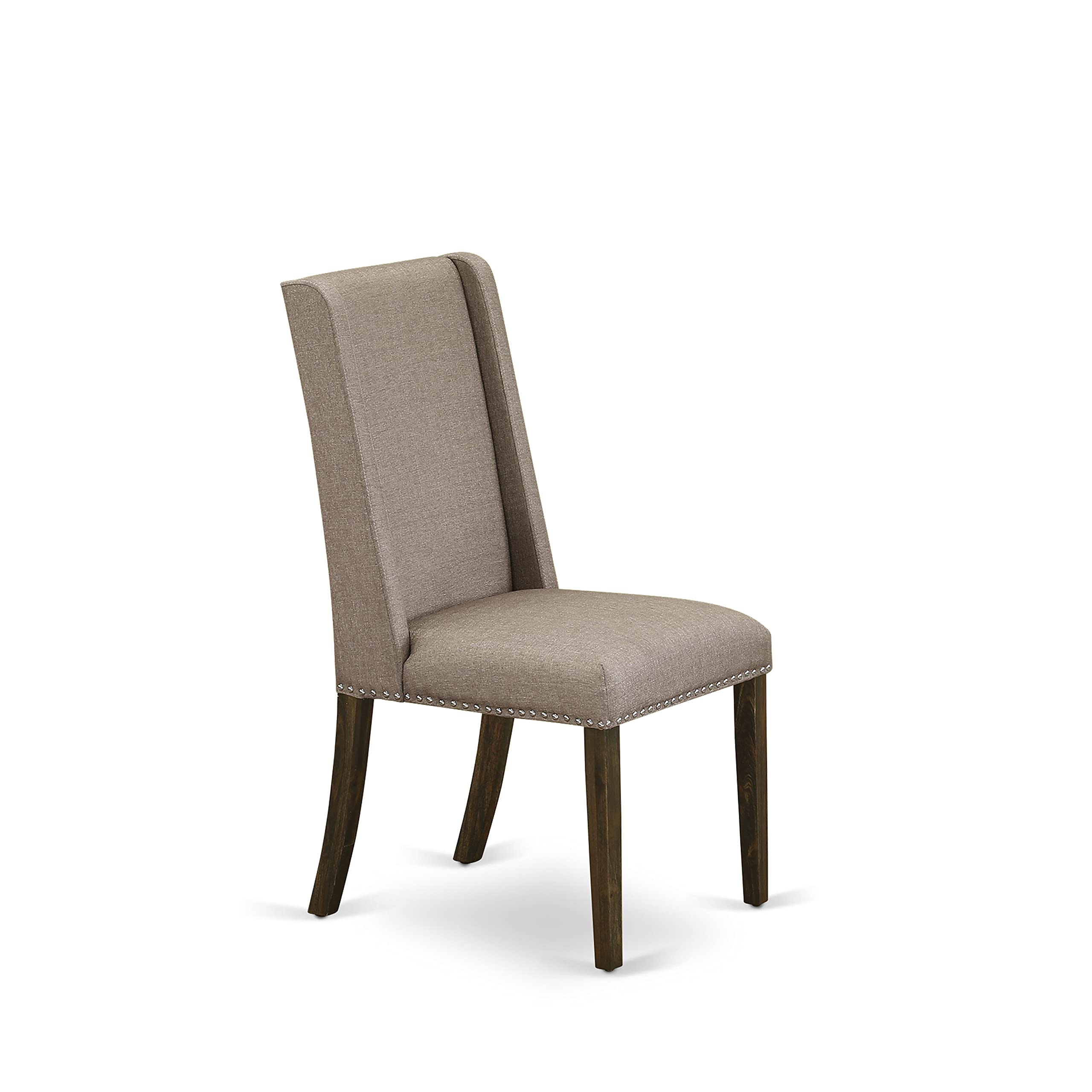 East West Furniture X797FL716-5 5-Piece Dining Room Set - 40x72 Inch Rectangle Kitchen Table with X-Legs & 4 Dark Khaki Linen Fabric Chairs - Perfect for Small Spaces, Breakfast Nooks & Cozy Family Meals