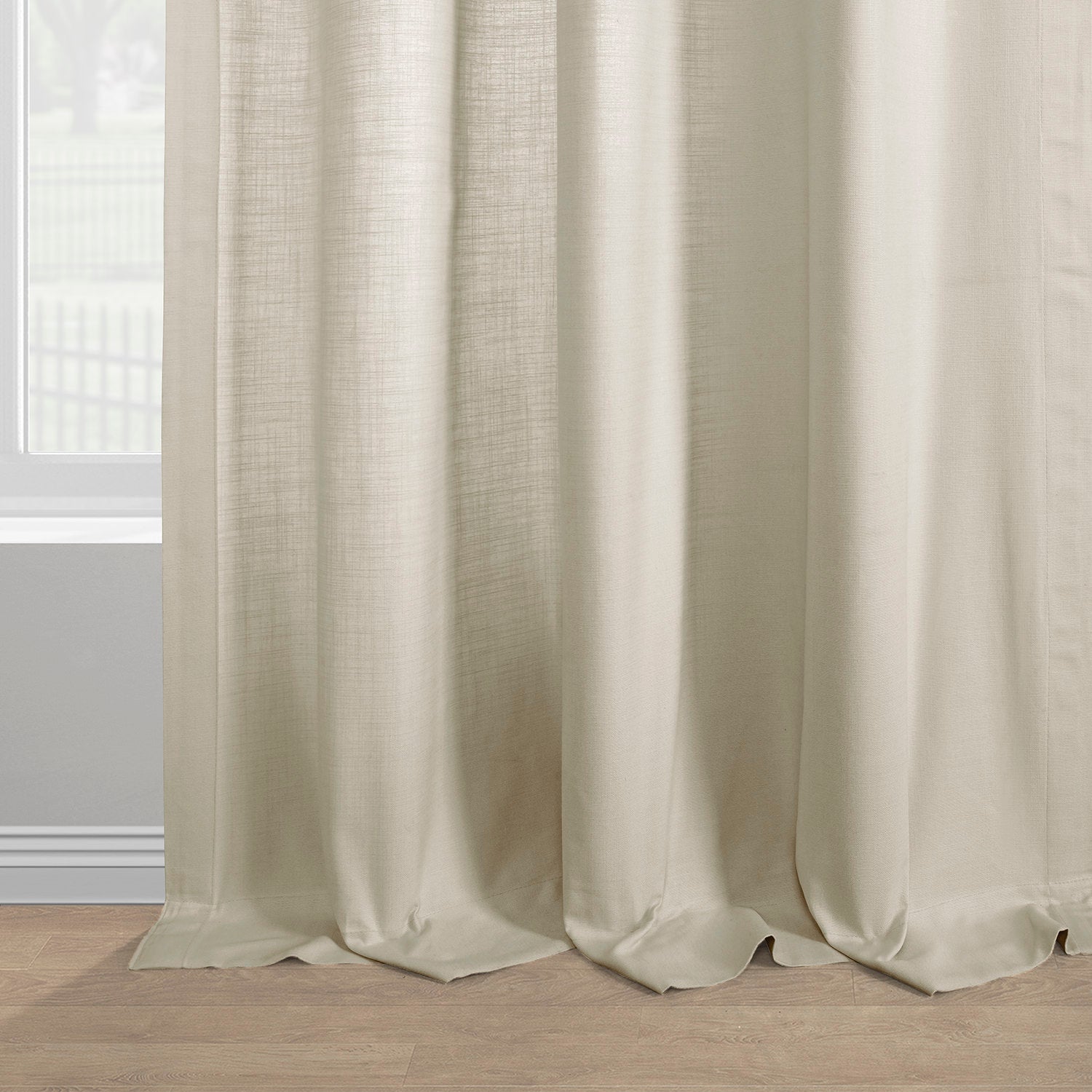 Sayville Modern Hampton Textured Cotton Curtains with Border - Elegant Window Treatments for Living Room, Bedroom & Home Decor