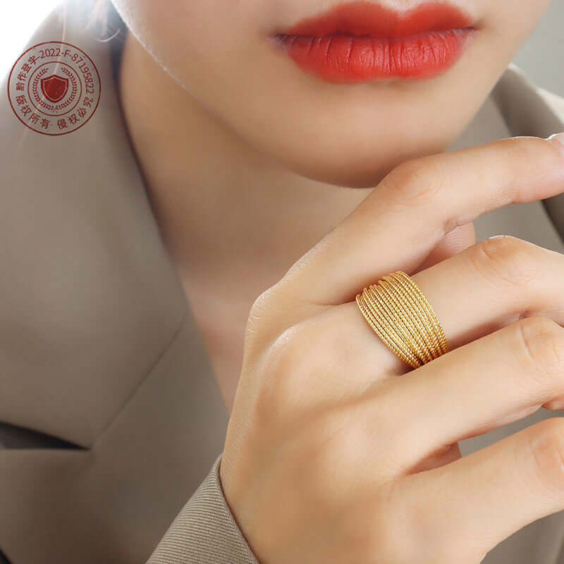 18K Gold Crossover Layered Thumb Ring for Women - Elegant Stackable Jewelry for Everyday Wear | Perfect for Casual Outfits, Office Style & Special Occasions