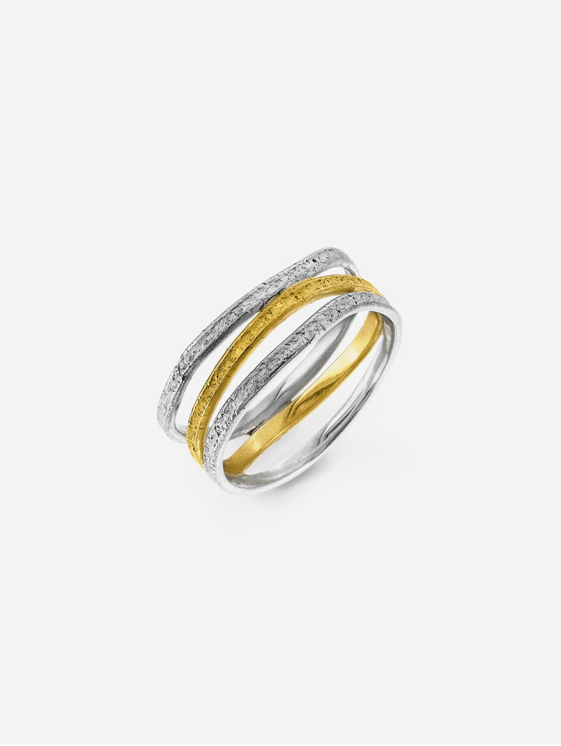 18ct & 9ct Gold Silver Triple Stack Wedding Band Ring Set for Women - Elegant Bridal Jewelry for Engagement, Anniversary & Special Occasions