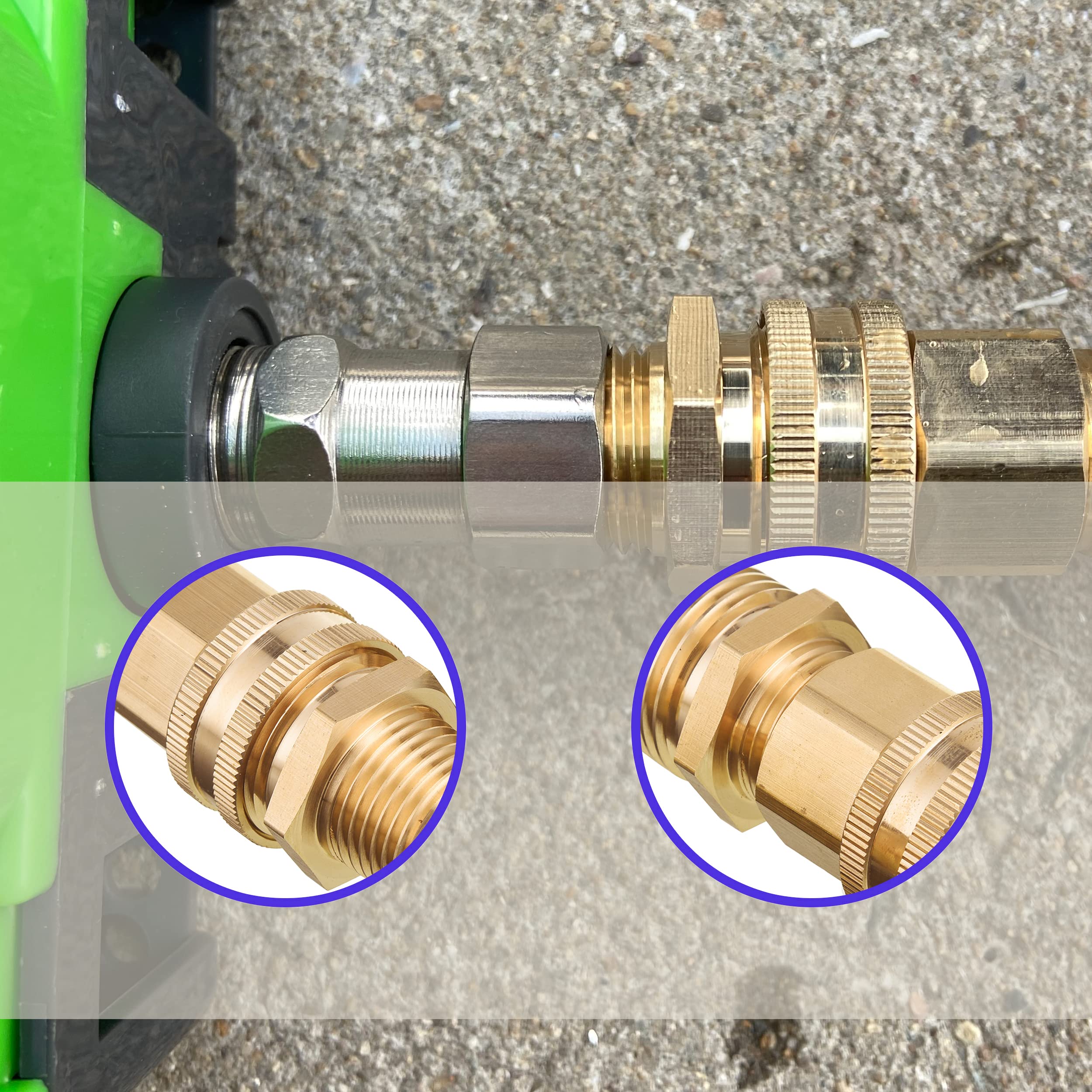 JOEJET 3/4 Inch GHT to 1/2 Inch NPT Brass Garden Hose Adapter - Quick Connect Fittings for Outdoor Watering, Irrigation & Washing (2 Pack) - Perfect for Lawn Care, Car Washing & Gardening Tools