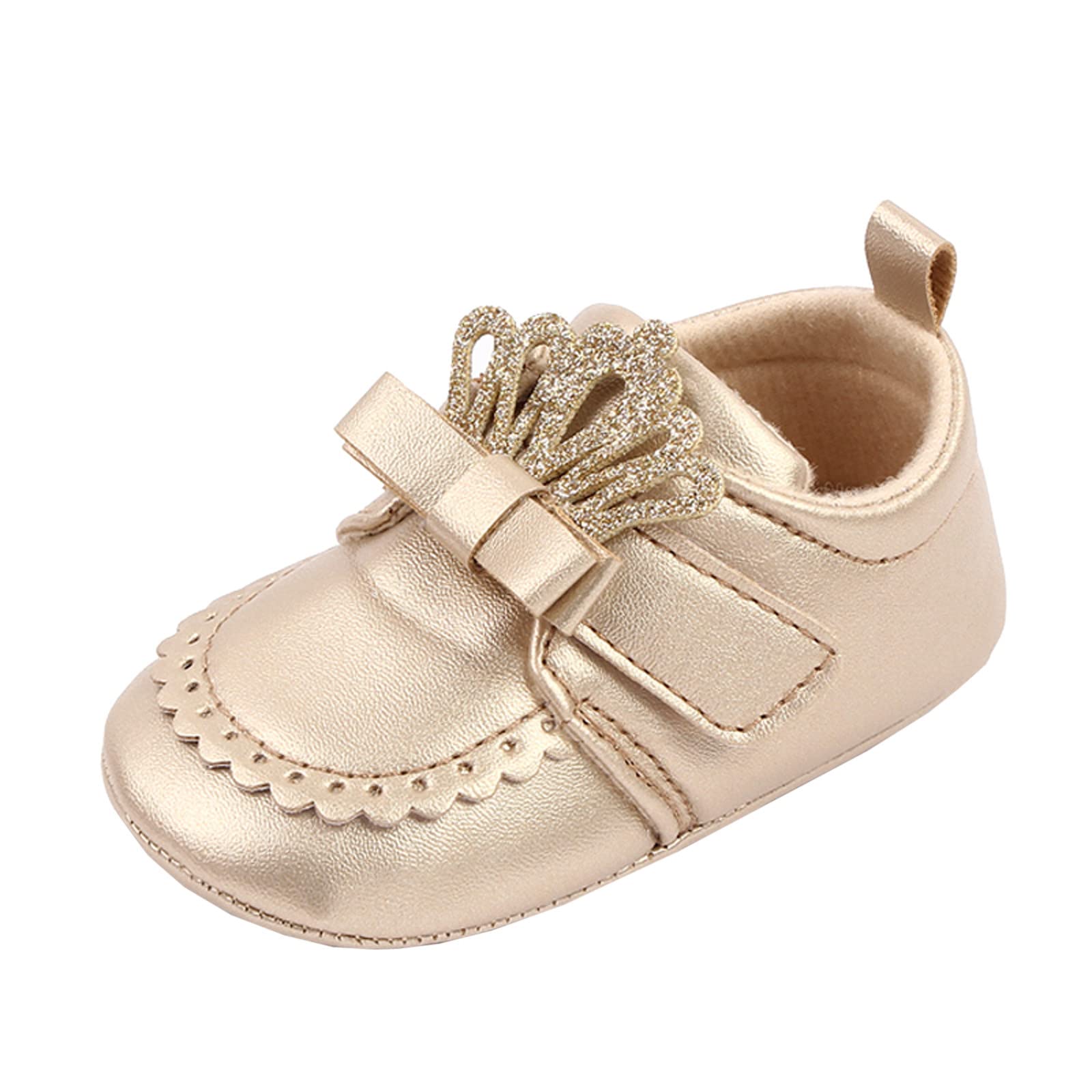 Baby Girls First Walkers Leather Shoes - Non-Slip Bowknot Flats for Toddlers | Princess Dress & Crib Shoes for Infants | Perfect for Special Occasions, Playdates & Photo Shoots