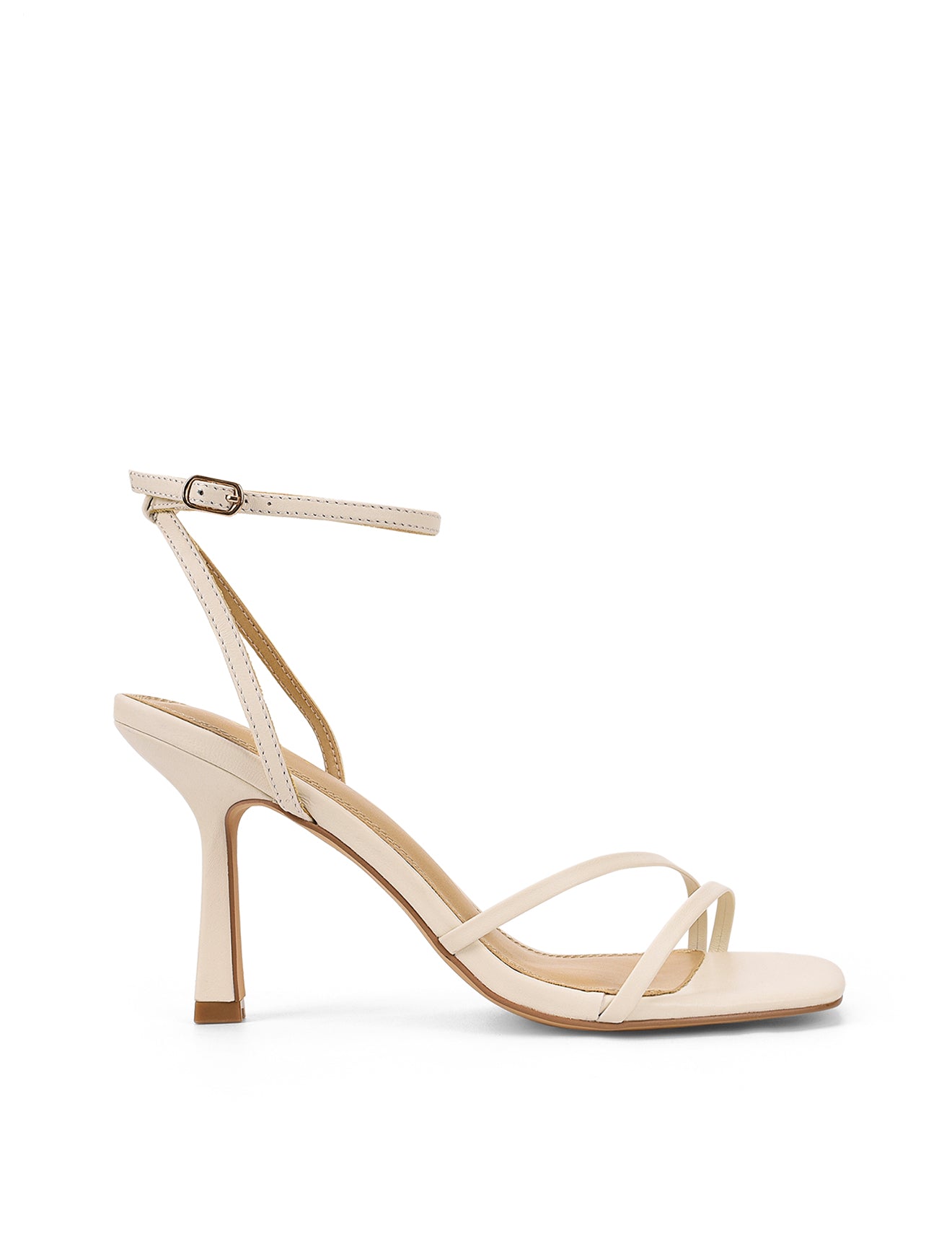 Chic Strappy Heels for Women - Comfortable Chalk Leather Sandals with Ankle Strap | Perfect for Weddings, Parties & Summer Outfits