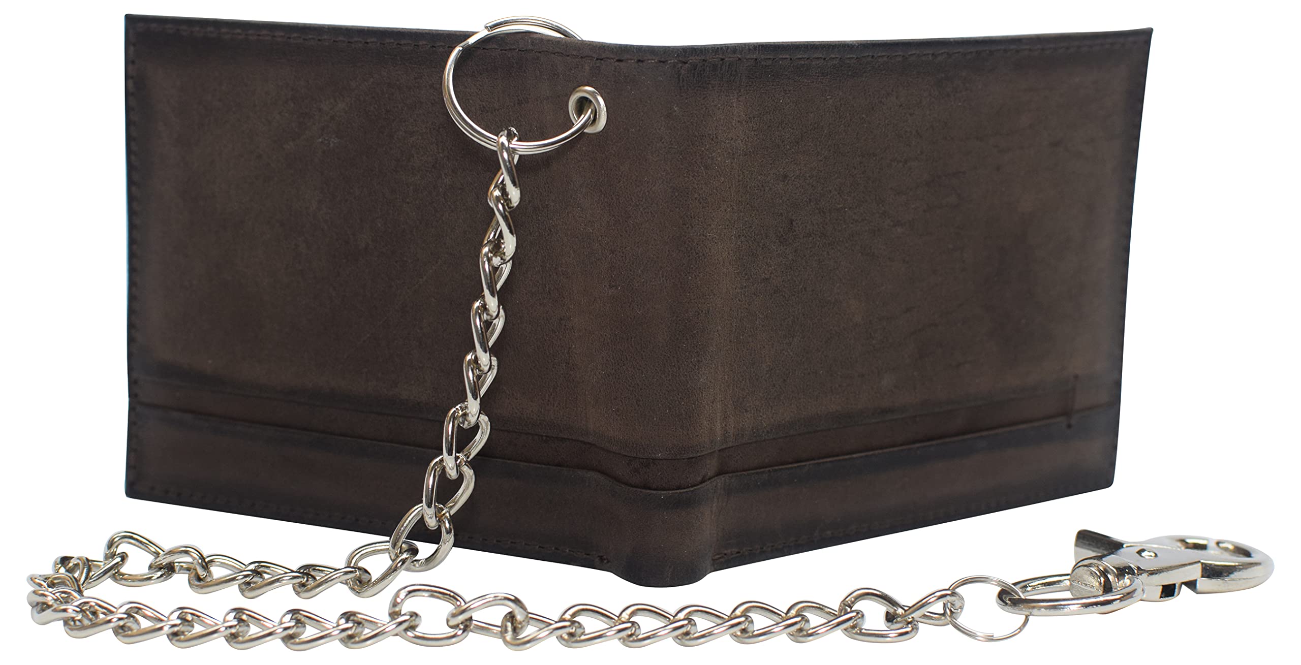 Genuine Leather RFID Blocking Biker Wallet for Men - Chain Bifold Flap Up ID Holder (Brown) - Perfect for Motorcycle Riders & Everyday Carry