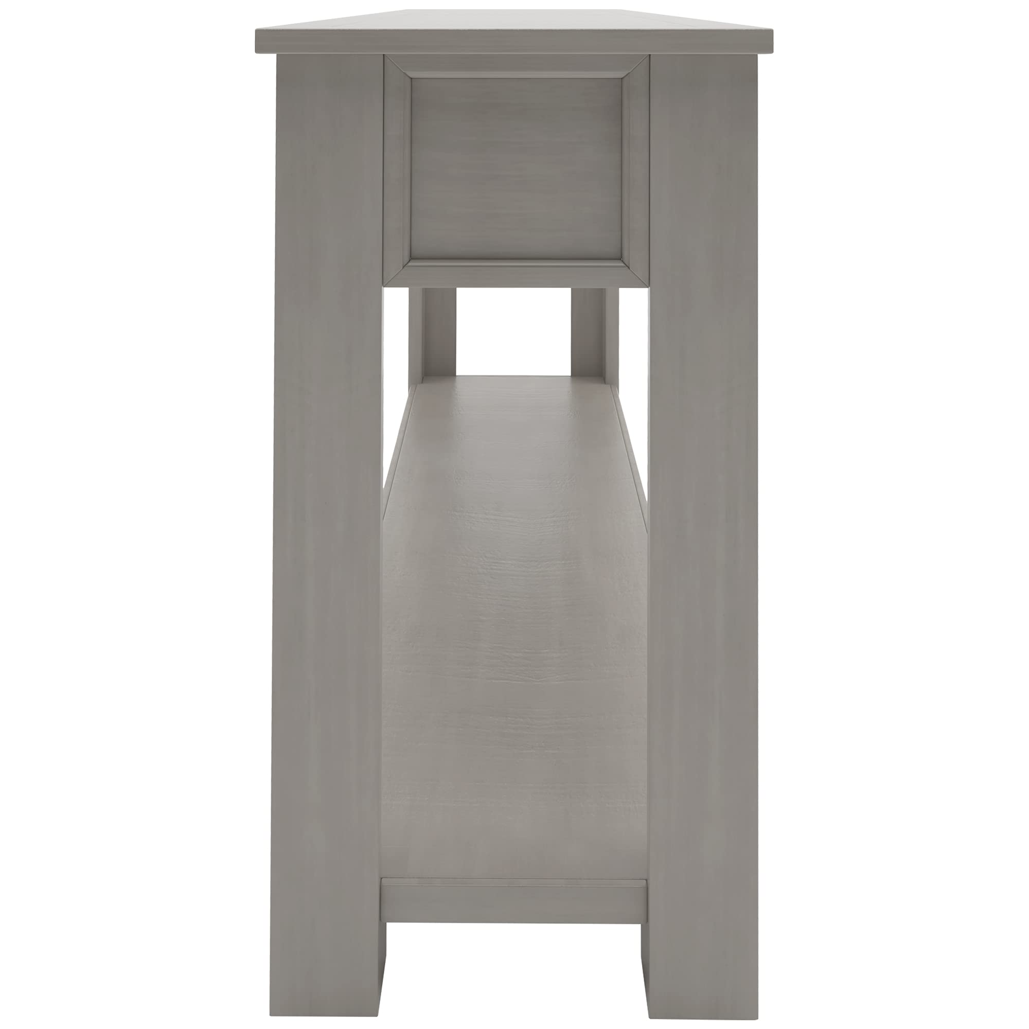 P PURLOVE Gray Wash Console Table with Storage Drawers & Bottom Shelf - Entryway Hallway Sofa Table for Living Room, Bedroom & Home Decor