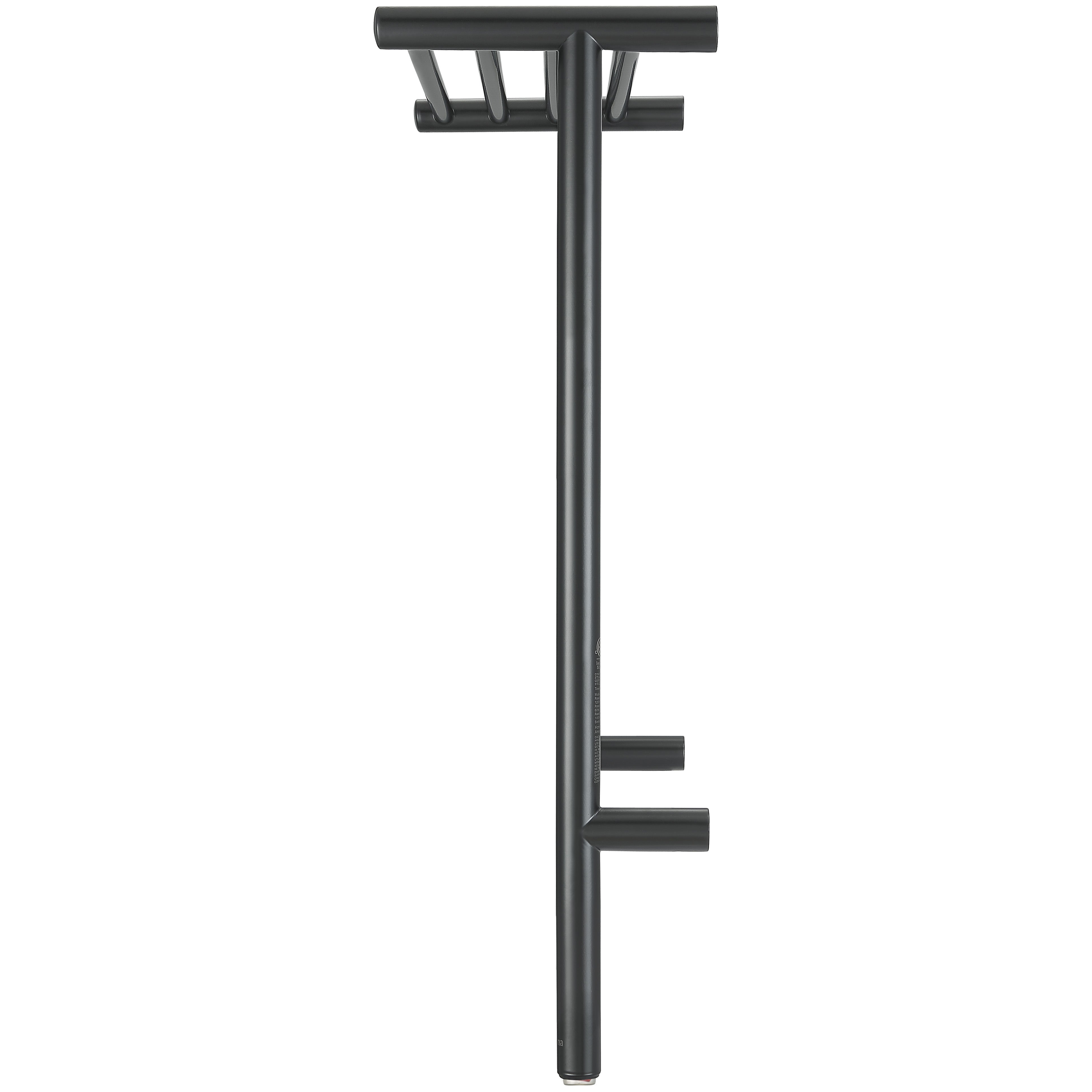 Ancona Miazzo 5 Bar Electric Wall Mount Towel Warmer - Plug In & Hardwire with Shelf & Timer - Matte Black - Perfect for Bathroom, Spa & Luxury Home Heating