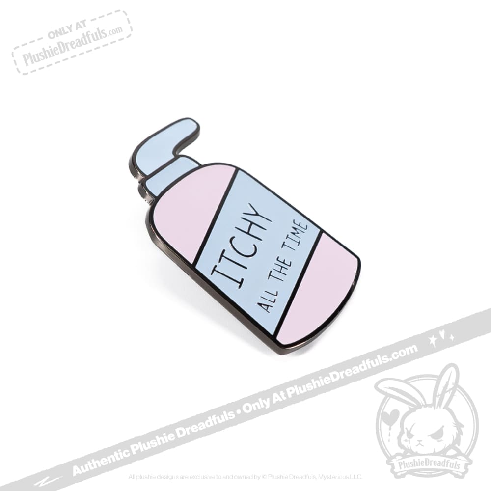 Plushie Dreadfuls Eczema Lotion Buddy Enamel Pin - Cute Collectible Badge for Mental Health Awareness & Self-Care Gifts