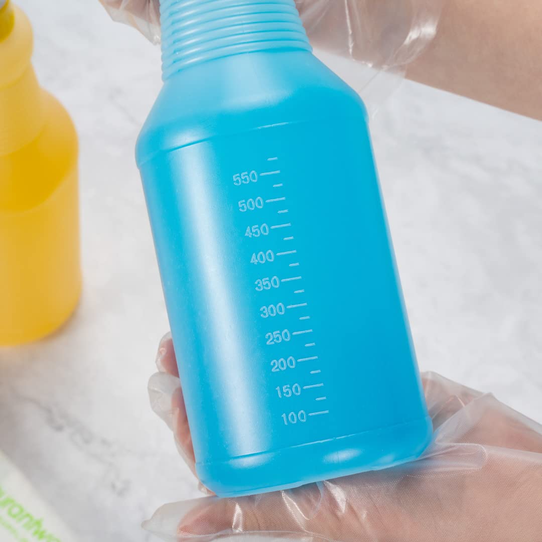 25oz Cleaning Spray Bottles (3-Pack) - Refillable, Leak-Proof with Measurement Marks & Adjustable Mist/Stream Nozzle - Blue Plastic Solution Bottles for Kitchen, Bathroom, Janitorial & Commercial Cleaning
