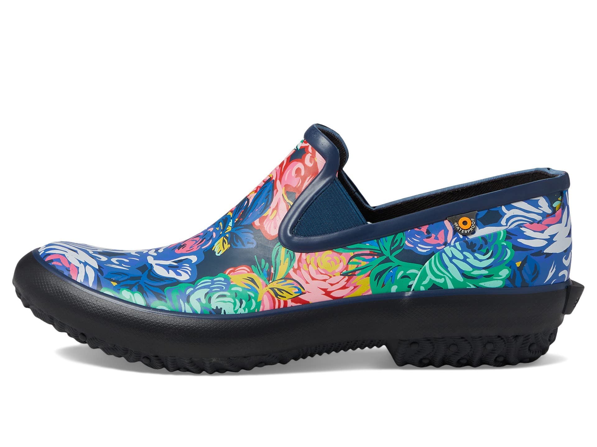 BOGS Women's Patch Slip-On Rose Garden Clog - Waterproof Garden Shoes for Women, Comfortable Indoor/Outdoor House Slippers - Perfect for Gardening, Yard Work & Casual Wear