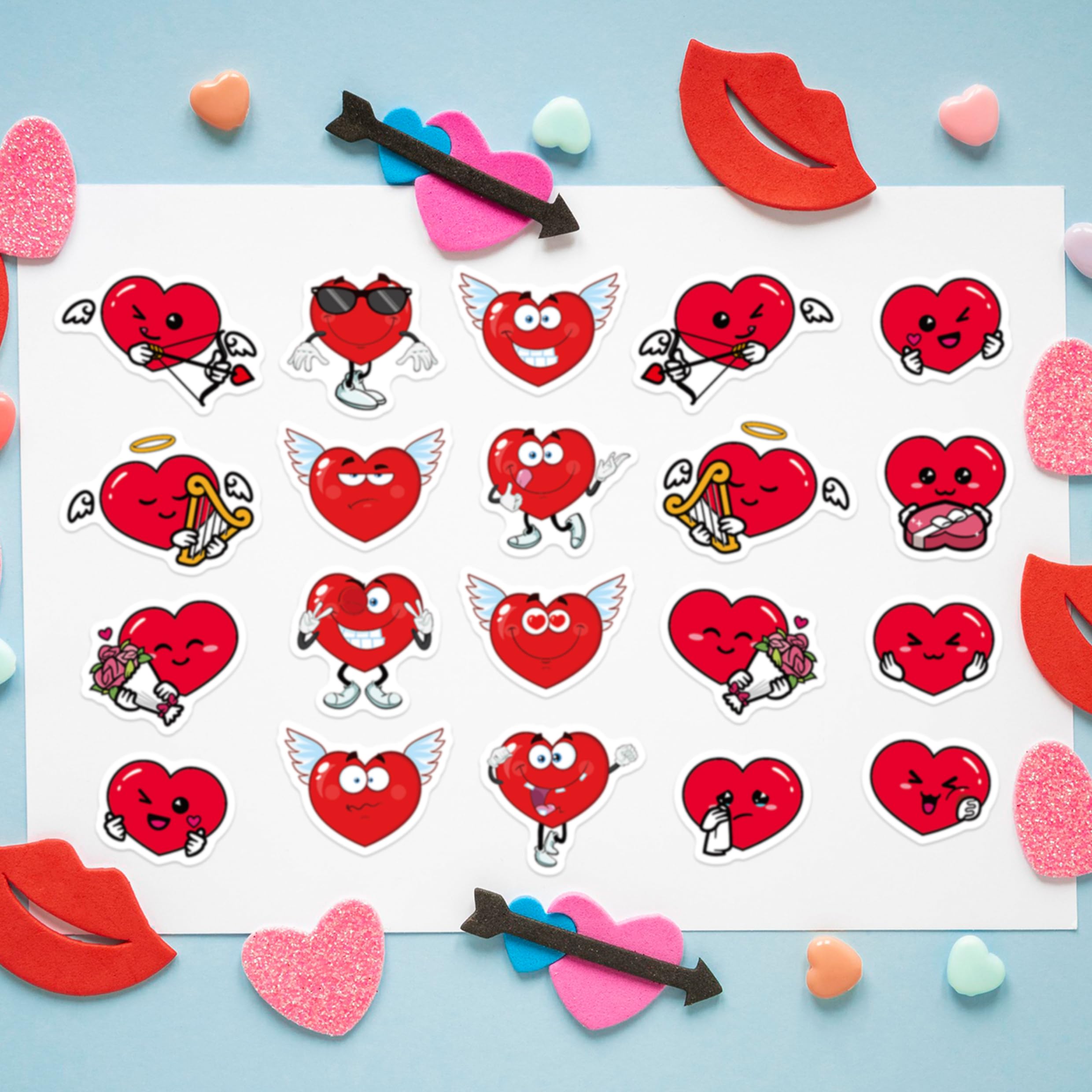 Valentine's Day Stickers for Kids - 36 Sheets Heart Love Stickers, Scrapbooking & Craft Supplies, Classroom Party Decorations, Teacher Rewards (1062PCS) - Perfect for DIY Cards, Gift Wrapping & School Projects