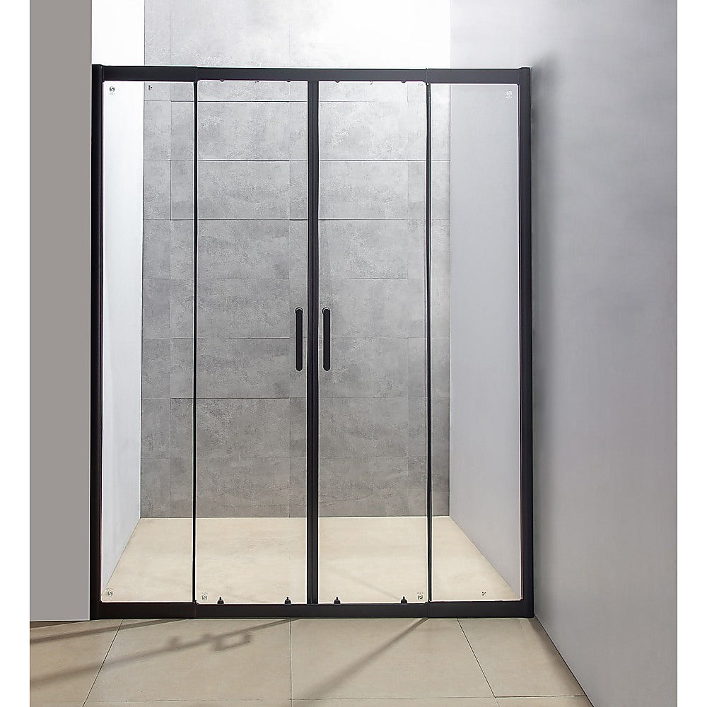 1400mm - 1600mm Black Sliding Door Safety Glass Shower Screen by Della Francesca | Modern Bathroom Enclosure for Walk-in Showers & Spa Bathrooms