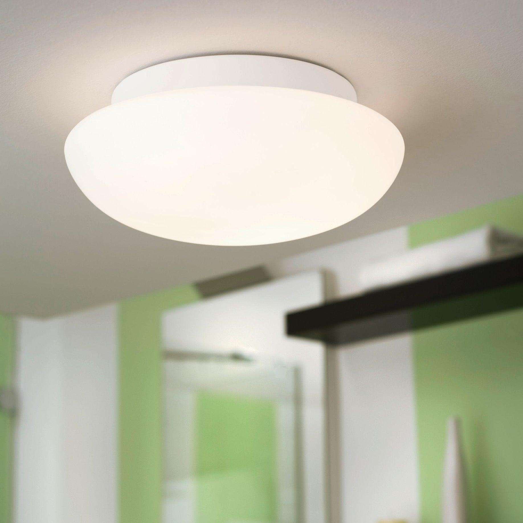 Eglo Ella White Opal Glass Flush Mount Ceiling Light Fixture - 28cm Modern Round LED Lighting for Bedroom, Kitchen, Hallway & Living Room